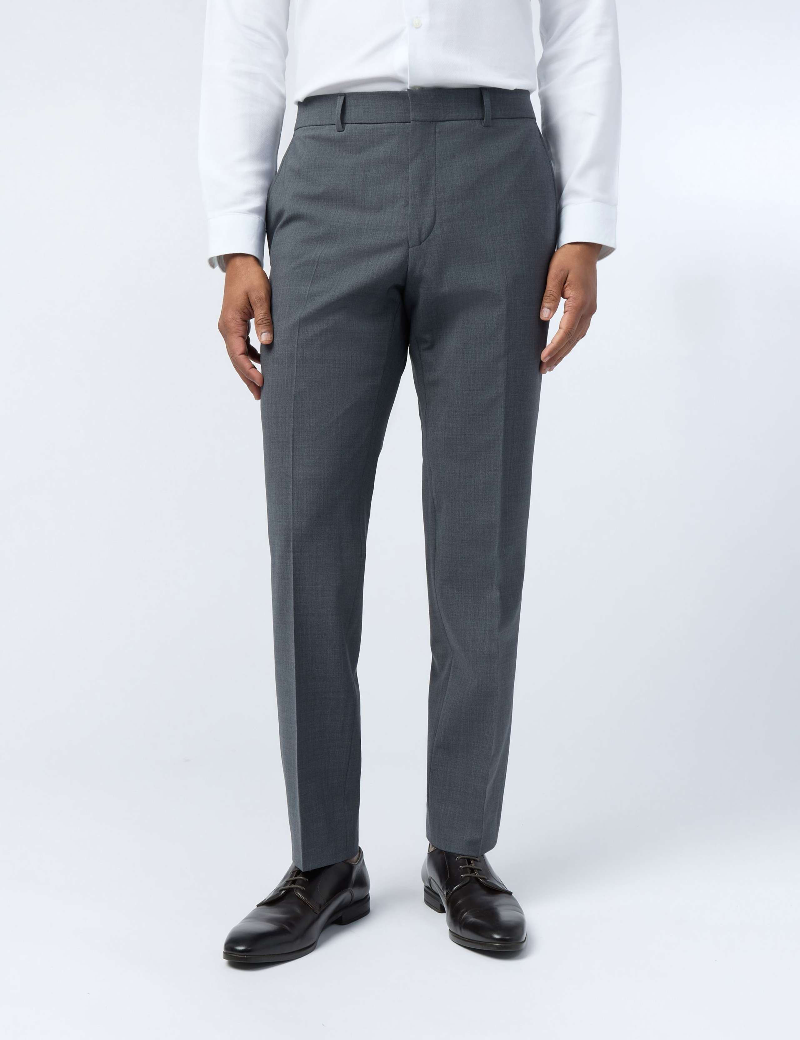 Slim Fit Wool Rich Flat Front Performance Trousers