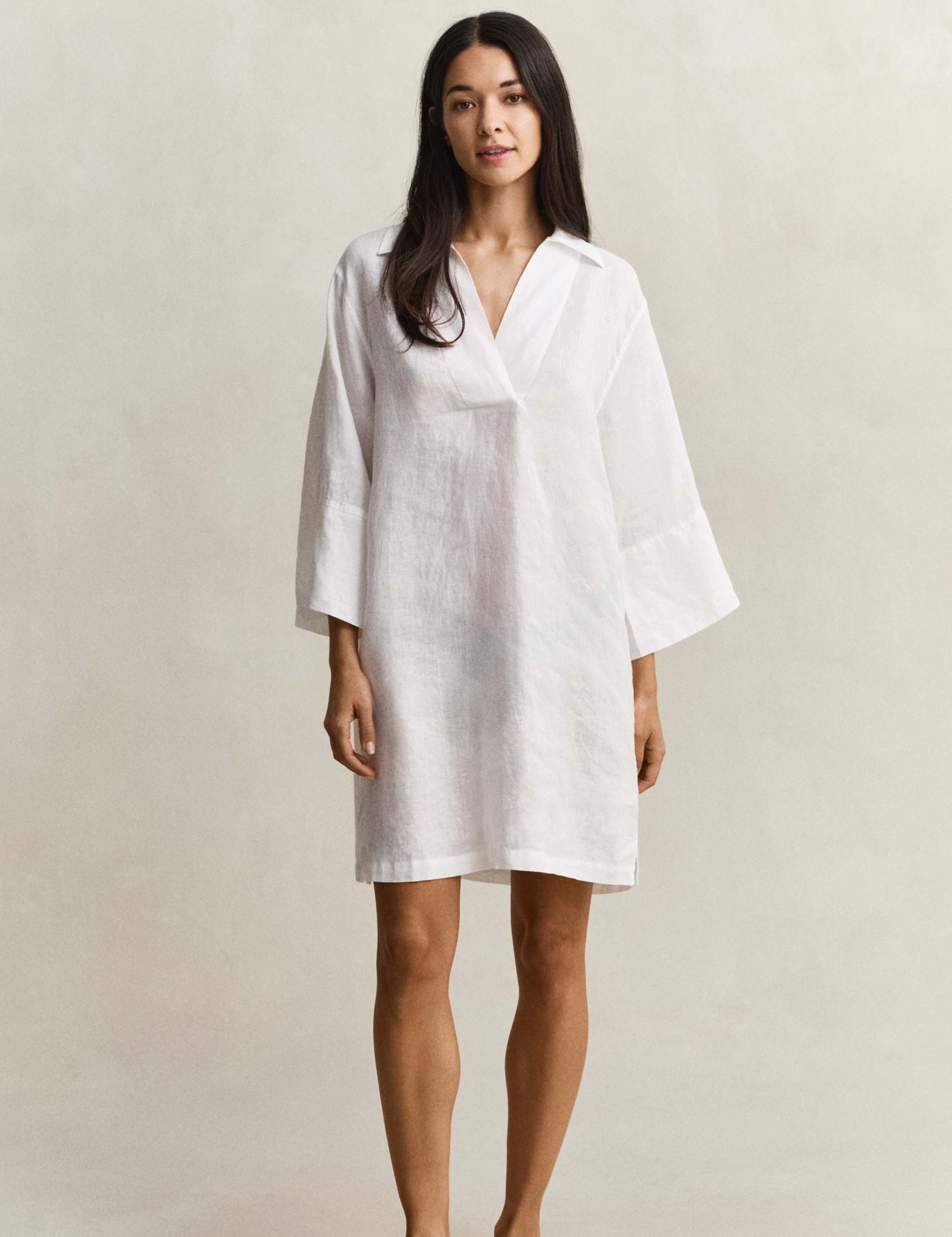 Pure Linen Knee Length Shift Dress
