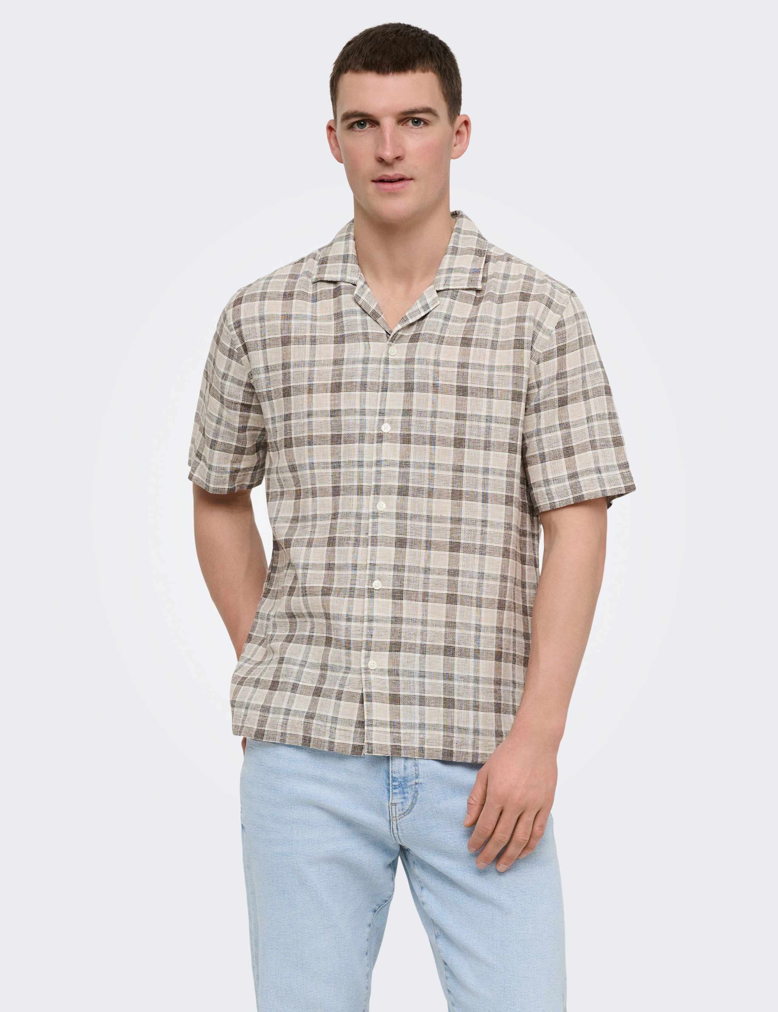 Onscaiden Life Linen Blend Checked Shirt