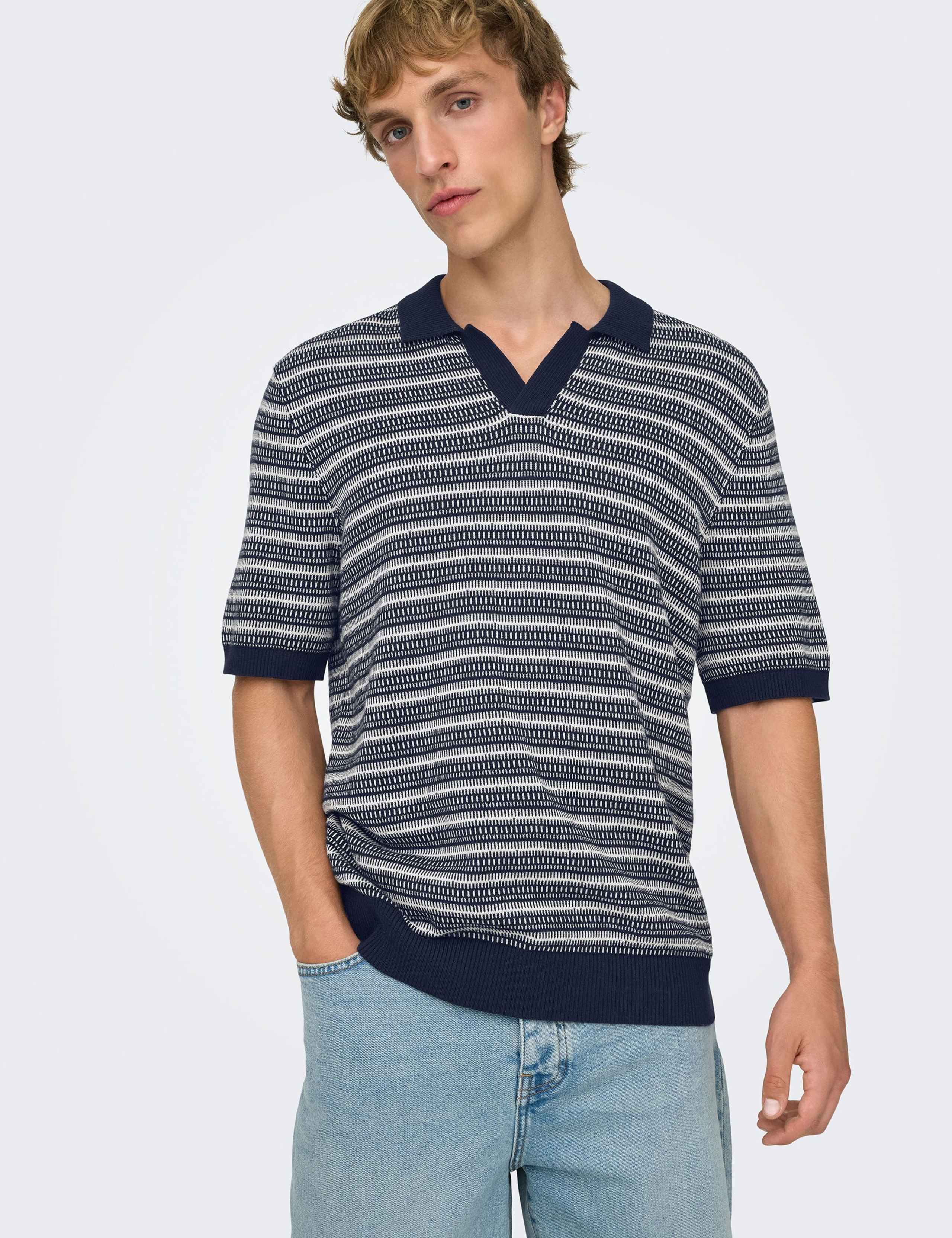 Pure Cotton Striped Polo Shirt