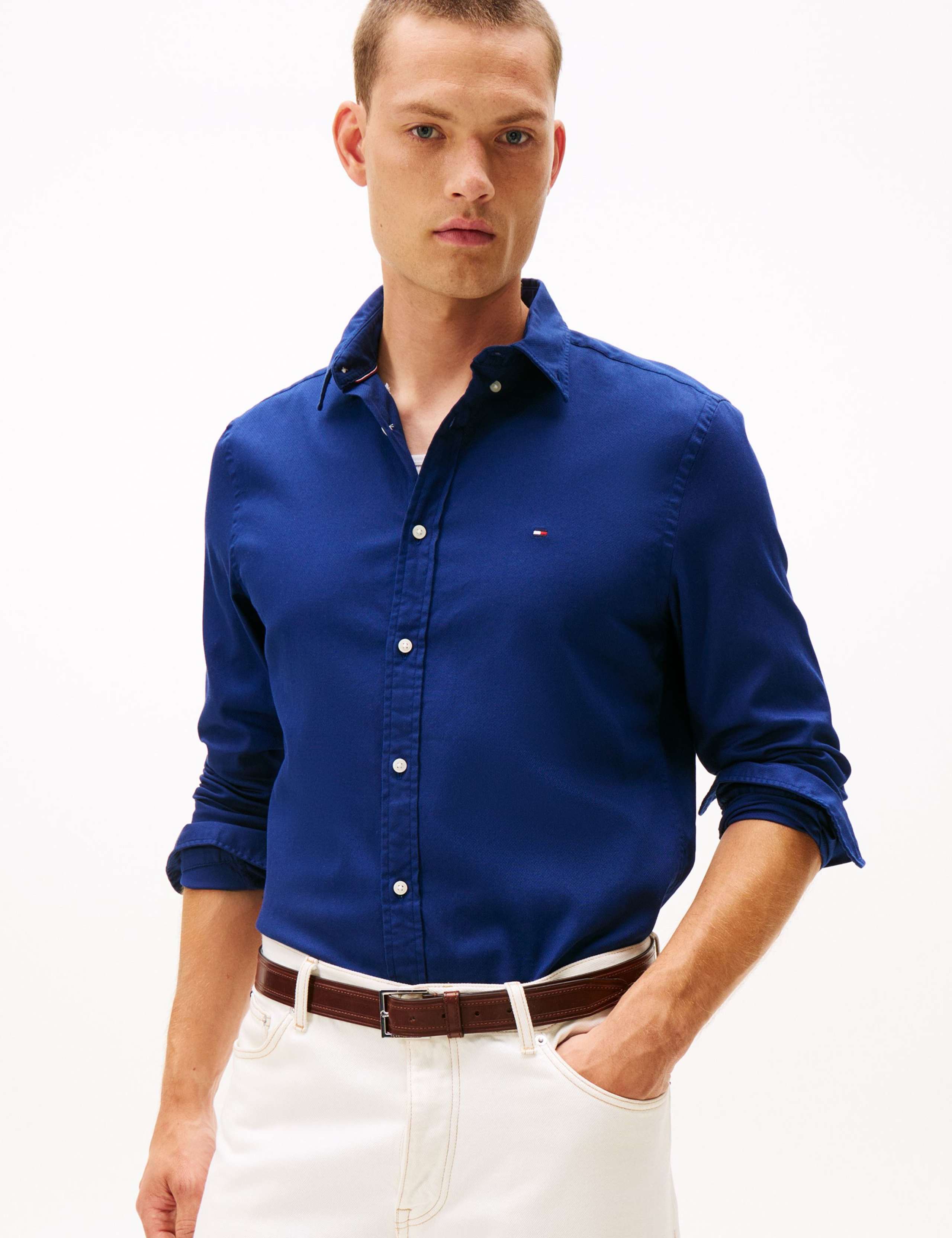 Slim Fit Easy Iron Cotton Rich Dobby Shirt
