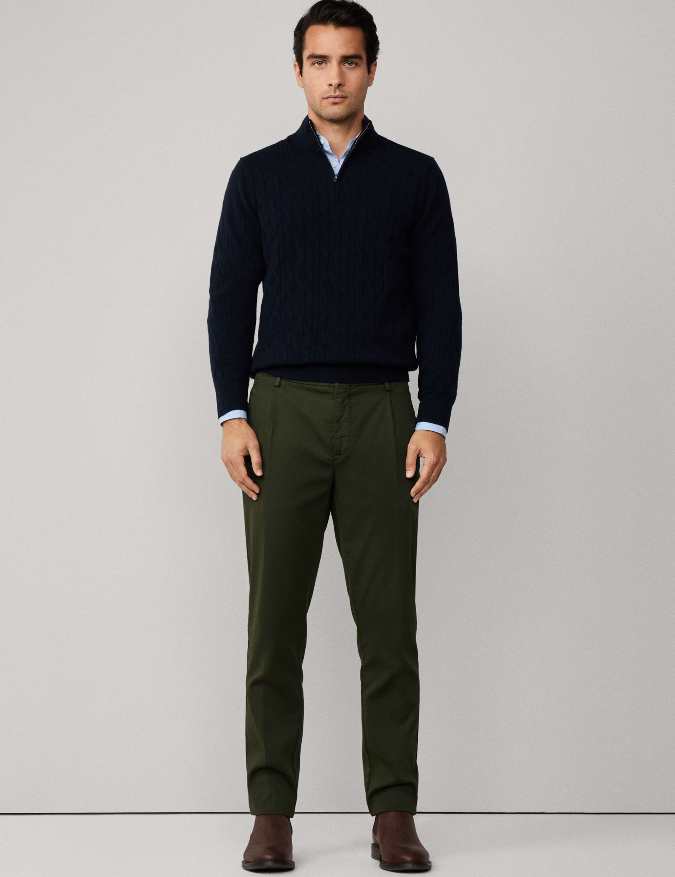 Pure Lambswool Cable Knit Half Zip Jumper