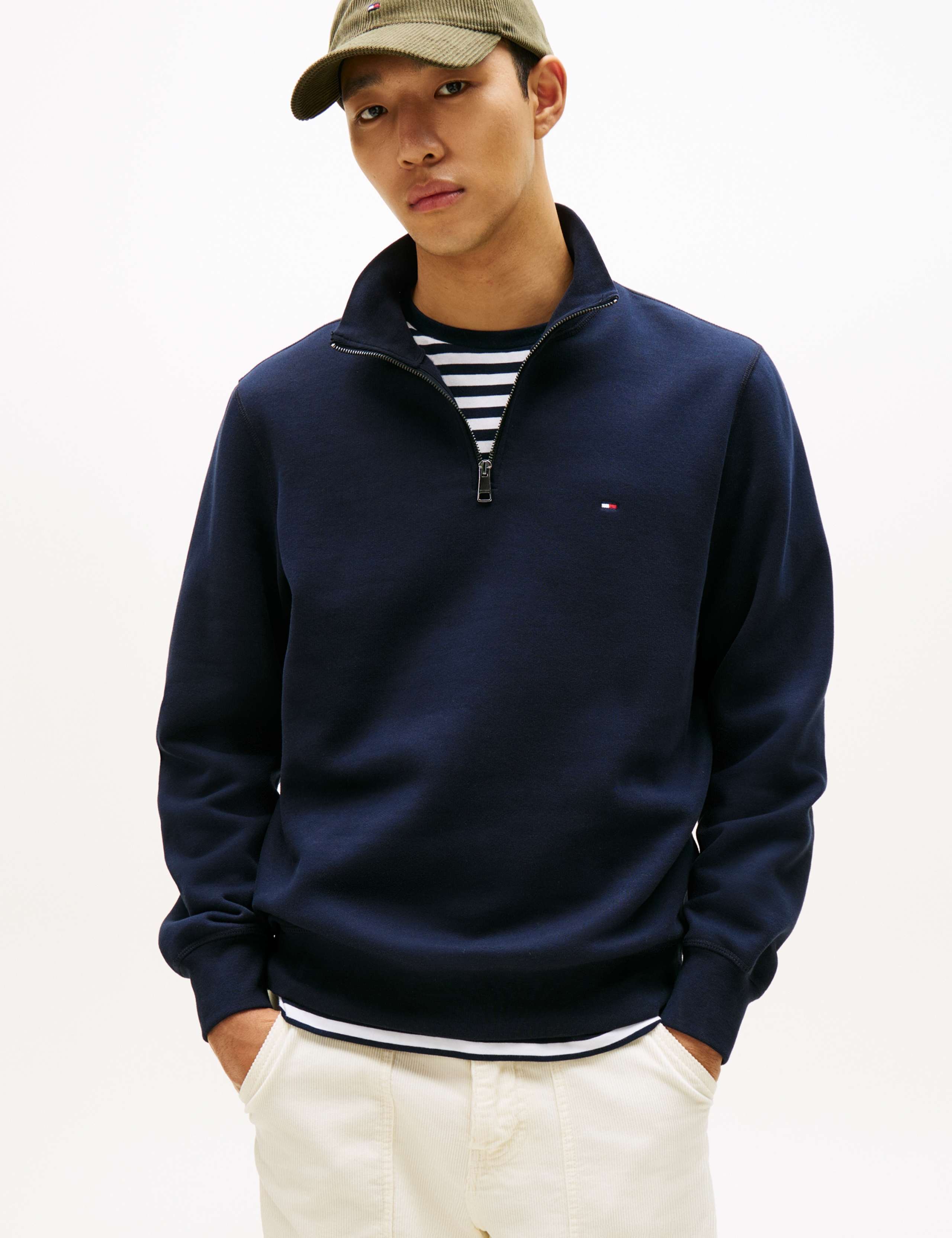 Essential Cotton Rich Half Zip Fleece Jumper