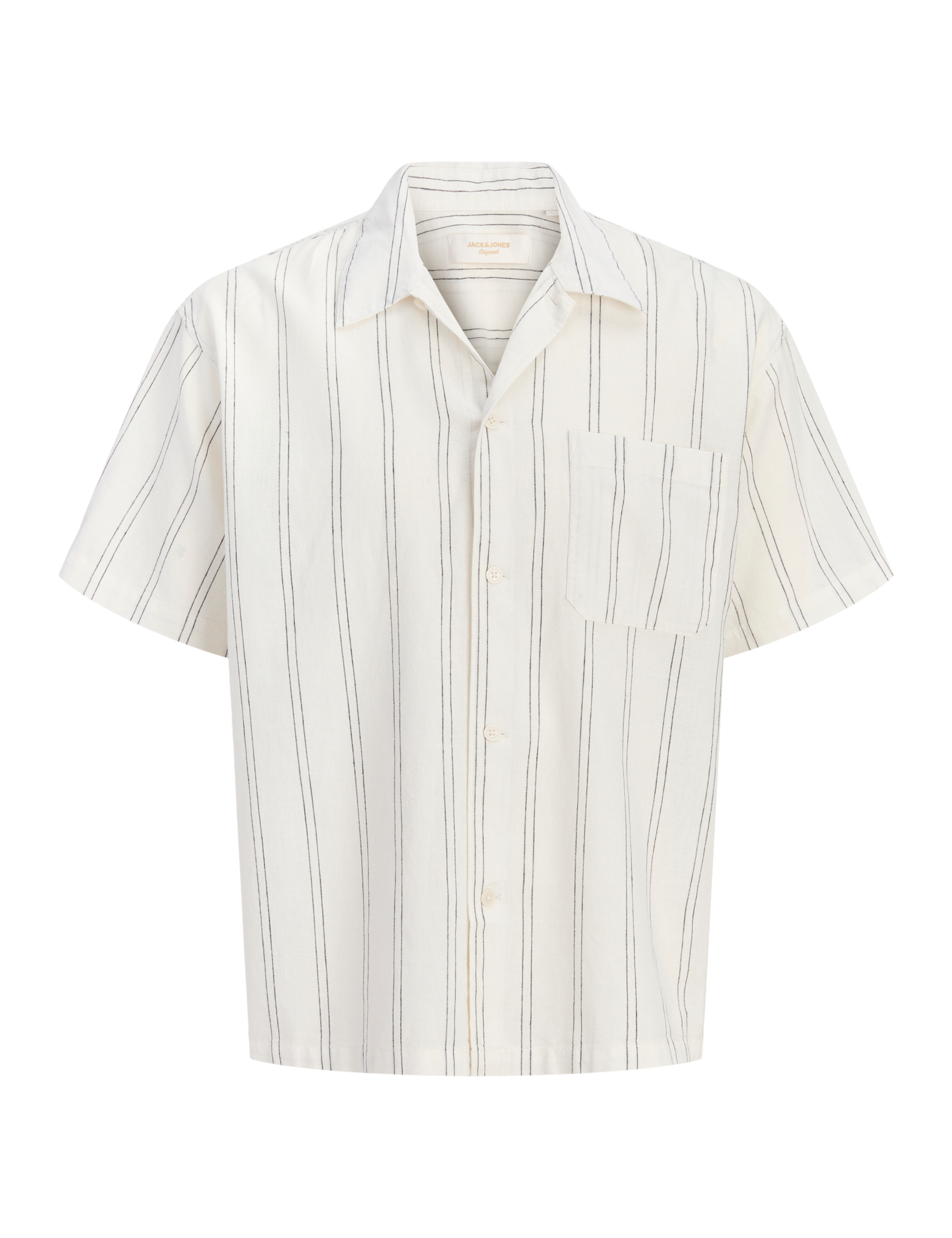 Cotton Linen Blend Striped Short Sleeve Shirt