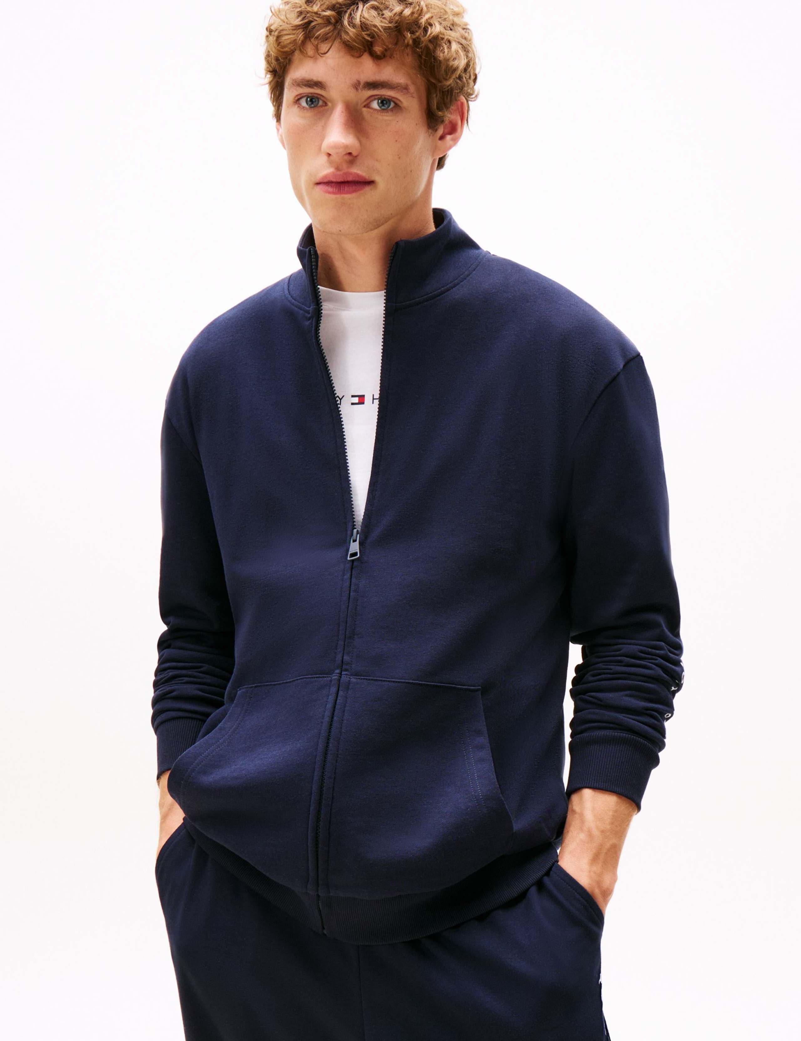 Cotton Blend Zip Up Loungewear Top