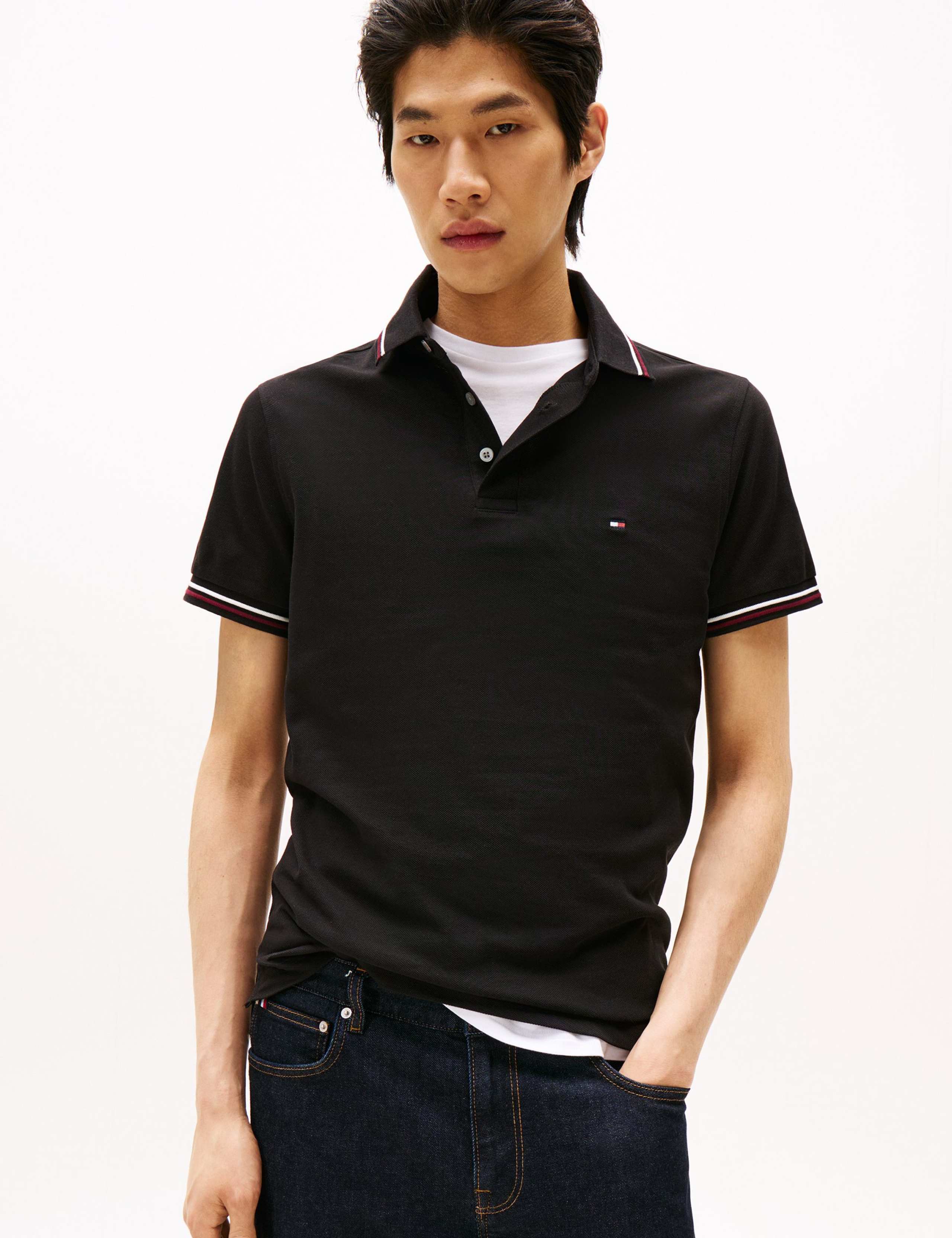 Slim Fit Cotton Rich Pique Tipped Polo Shirt