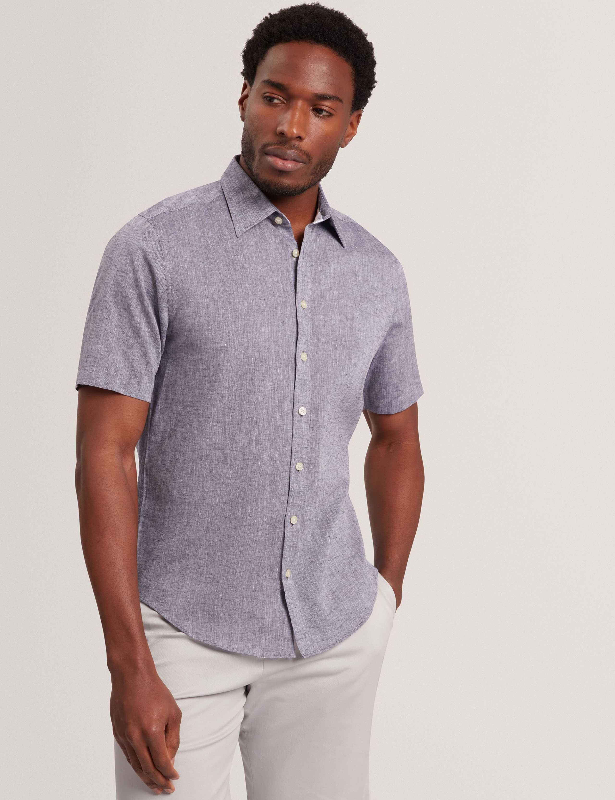 Regular Fit Cotton Linen Blend Shirt