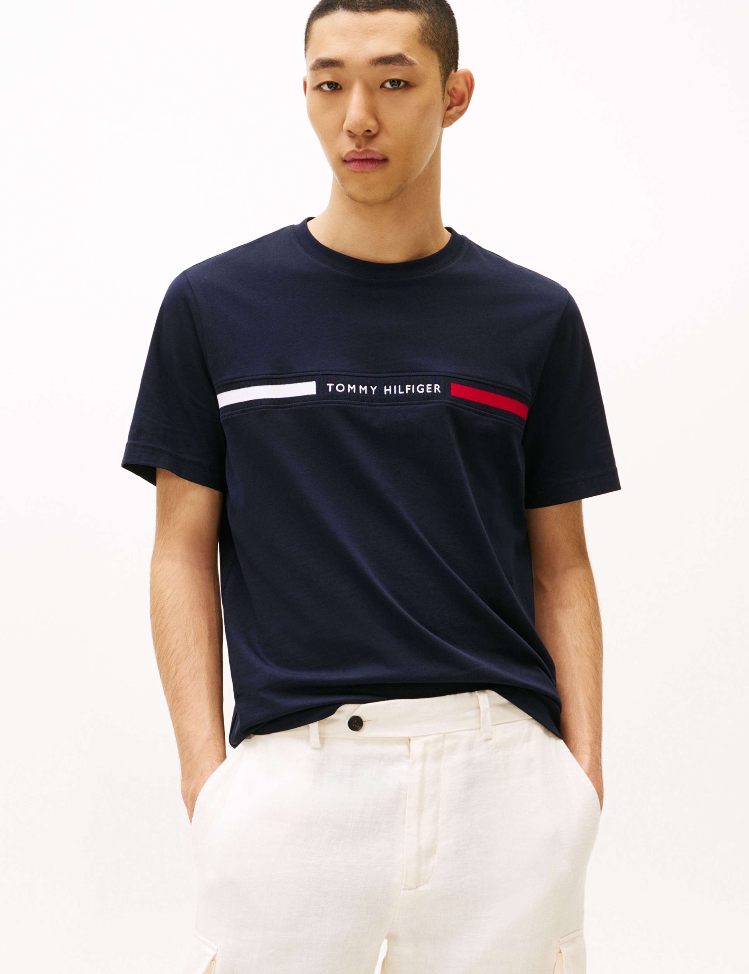 Pure Cotton Jersey Chest Insert T-Shirt