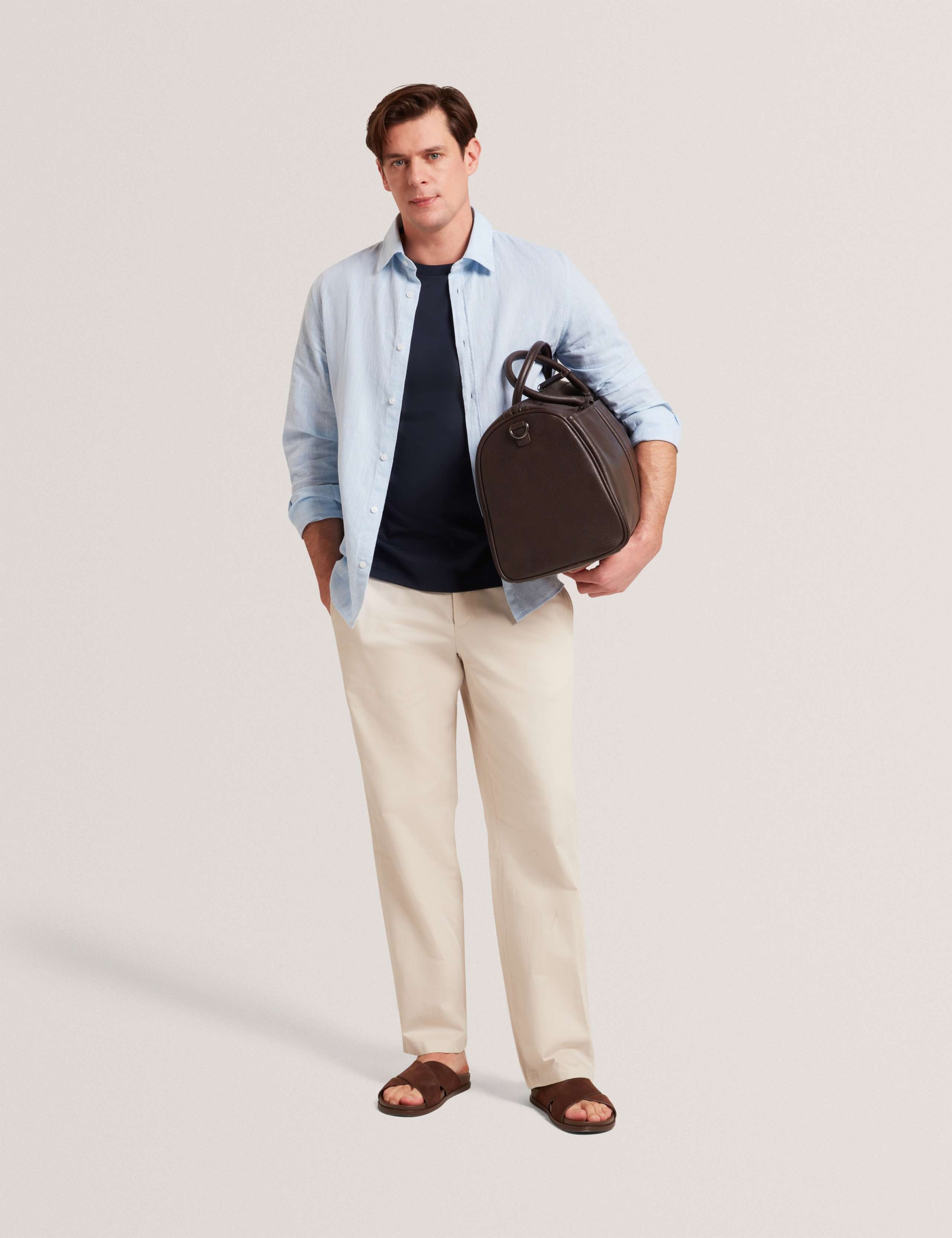 Regular Fit Cotton Linen Blend Chinos