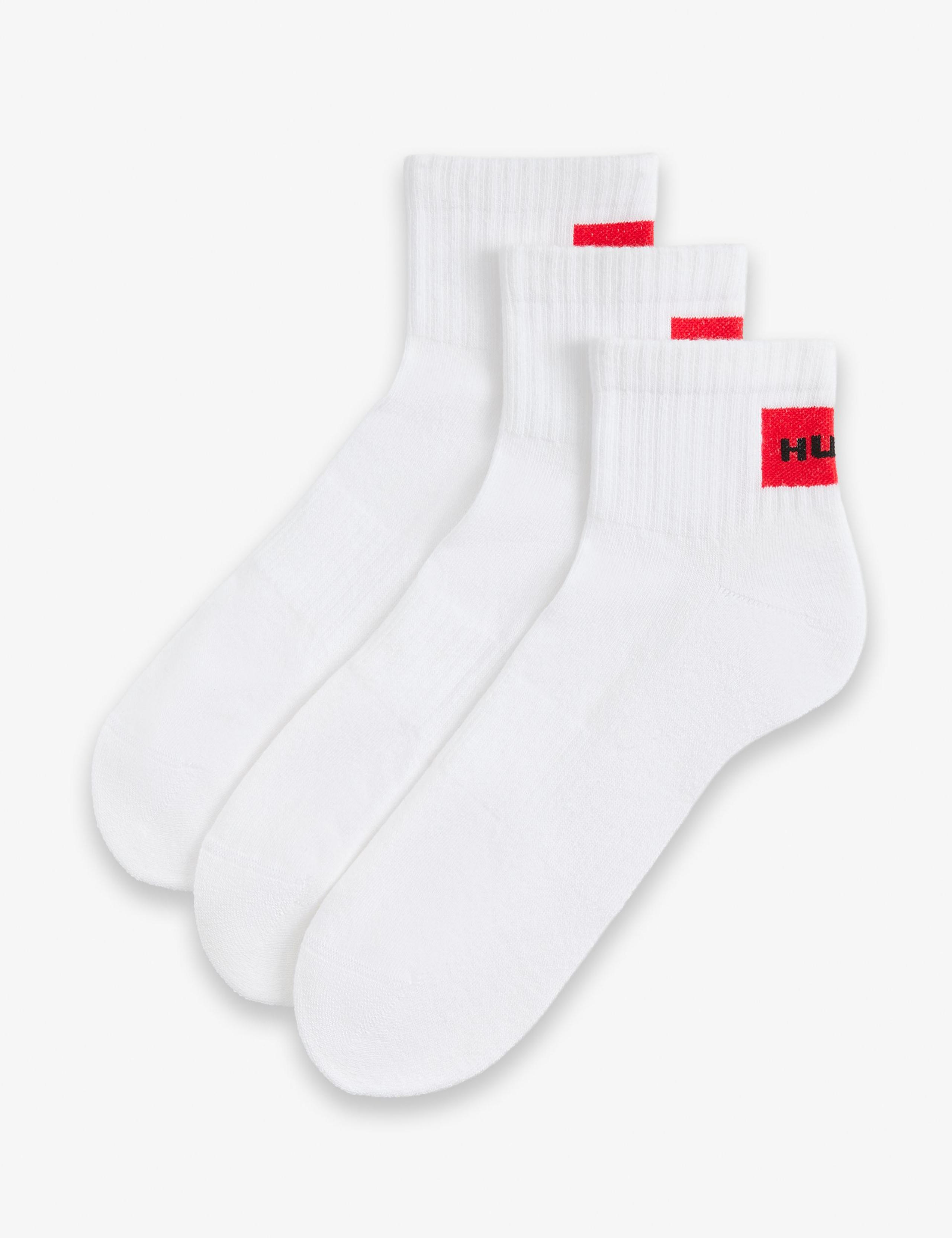 3 Pack Logo Label Cotton Rich Ribbed Socks