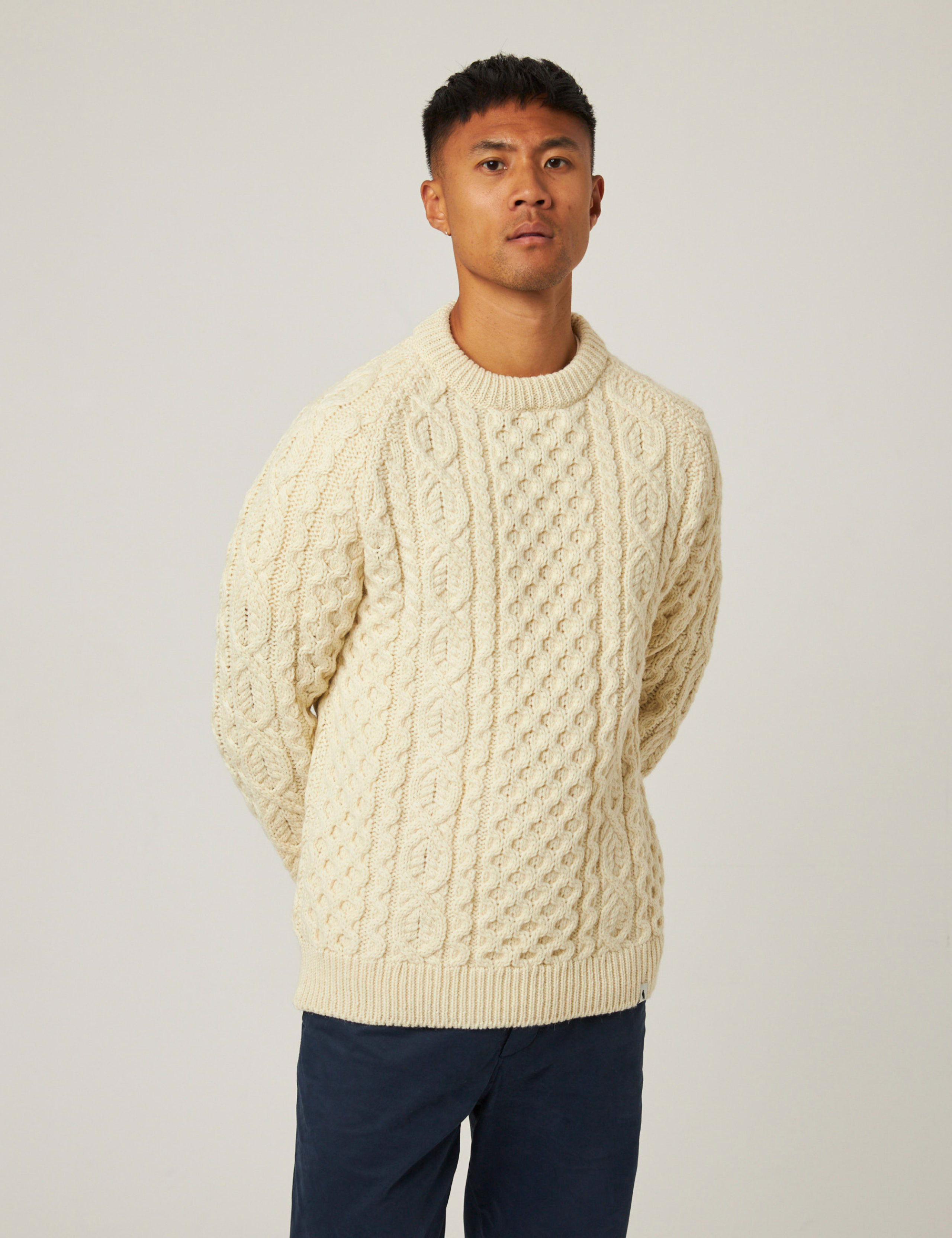 Pure Wool Cable Crew Neck Jumper
