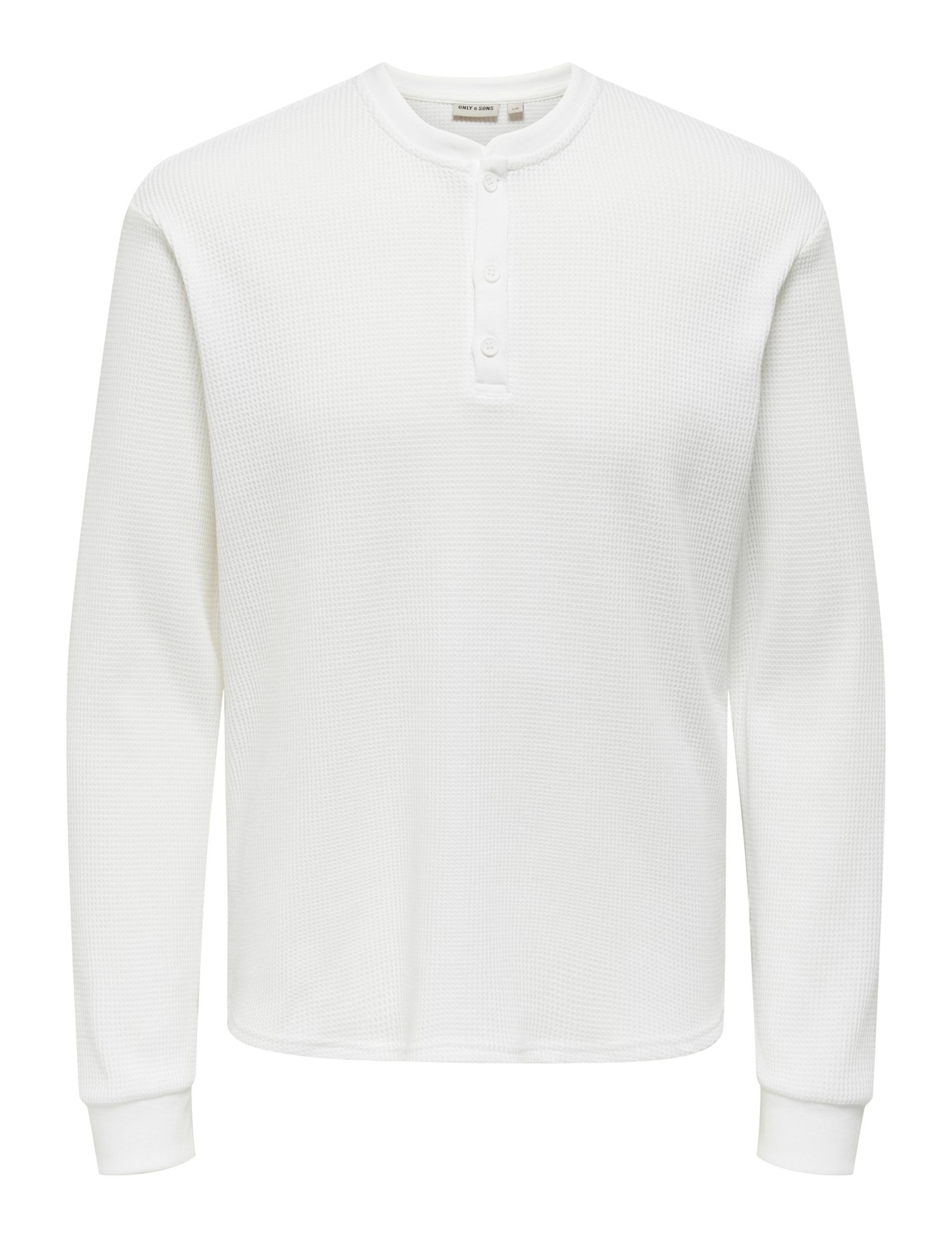 Jersey Grandad Collar Long Sleeve Top