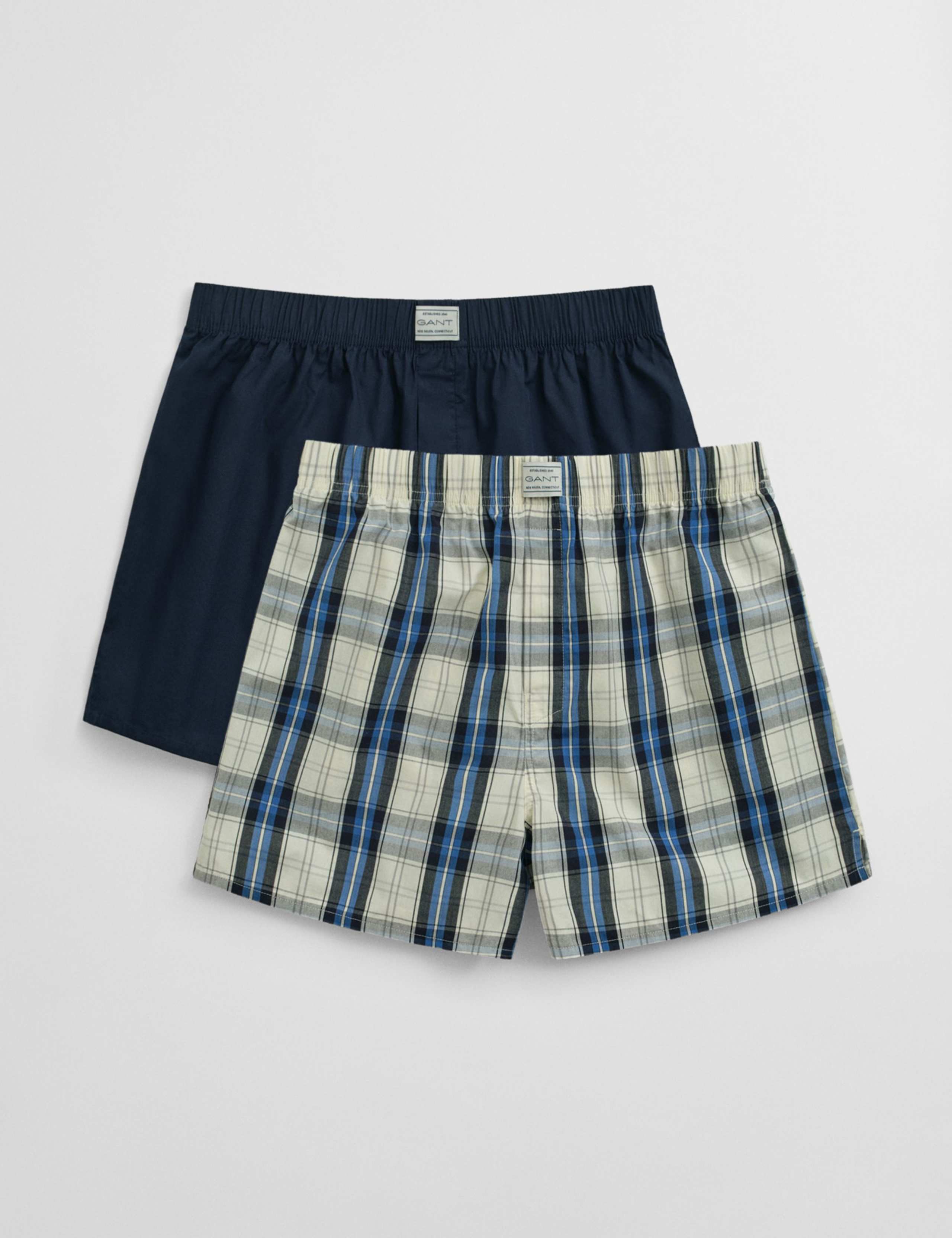 2pk Pure Cotton Checked and Solid Boxers