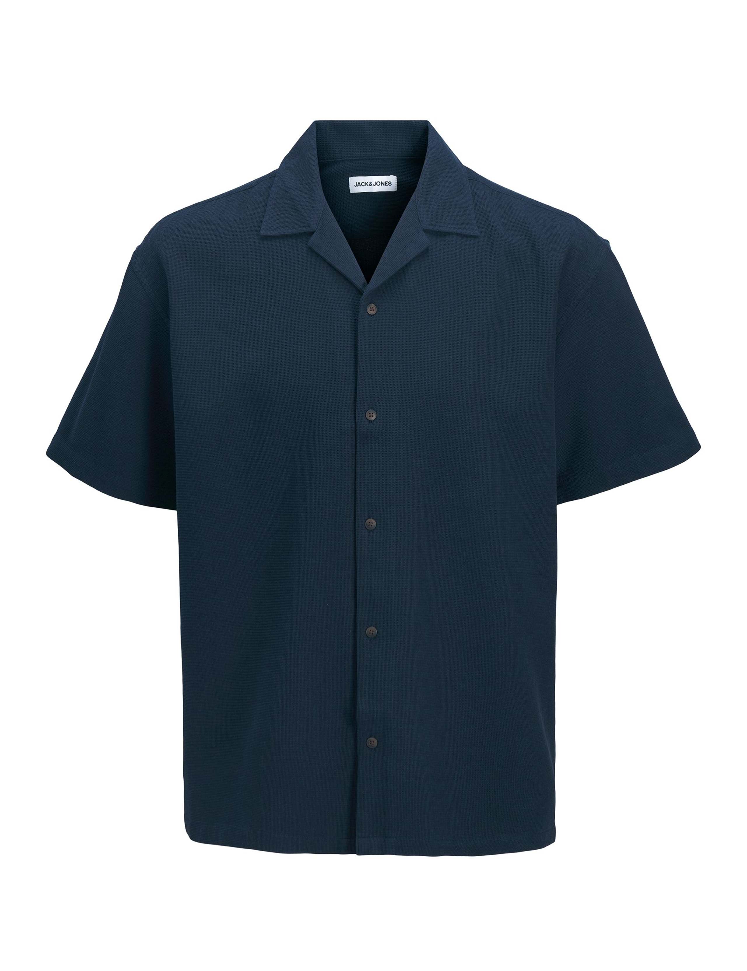 Regular Fit Pure Cotton Textured Short Sleeve Shirt