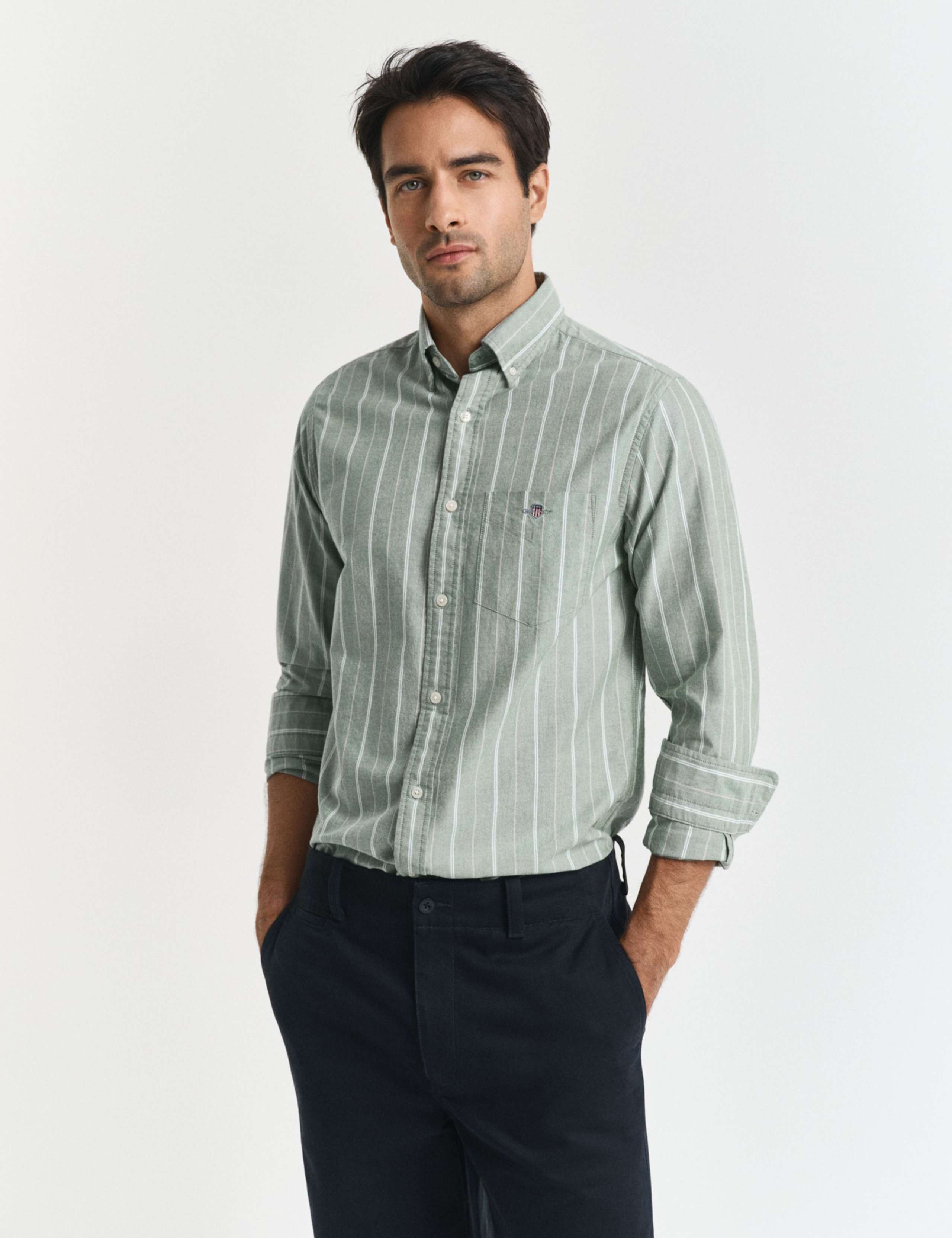 Regular Fit Pure Cotton Striped Oxford Shirt