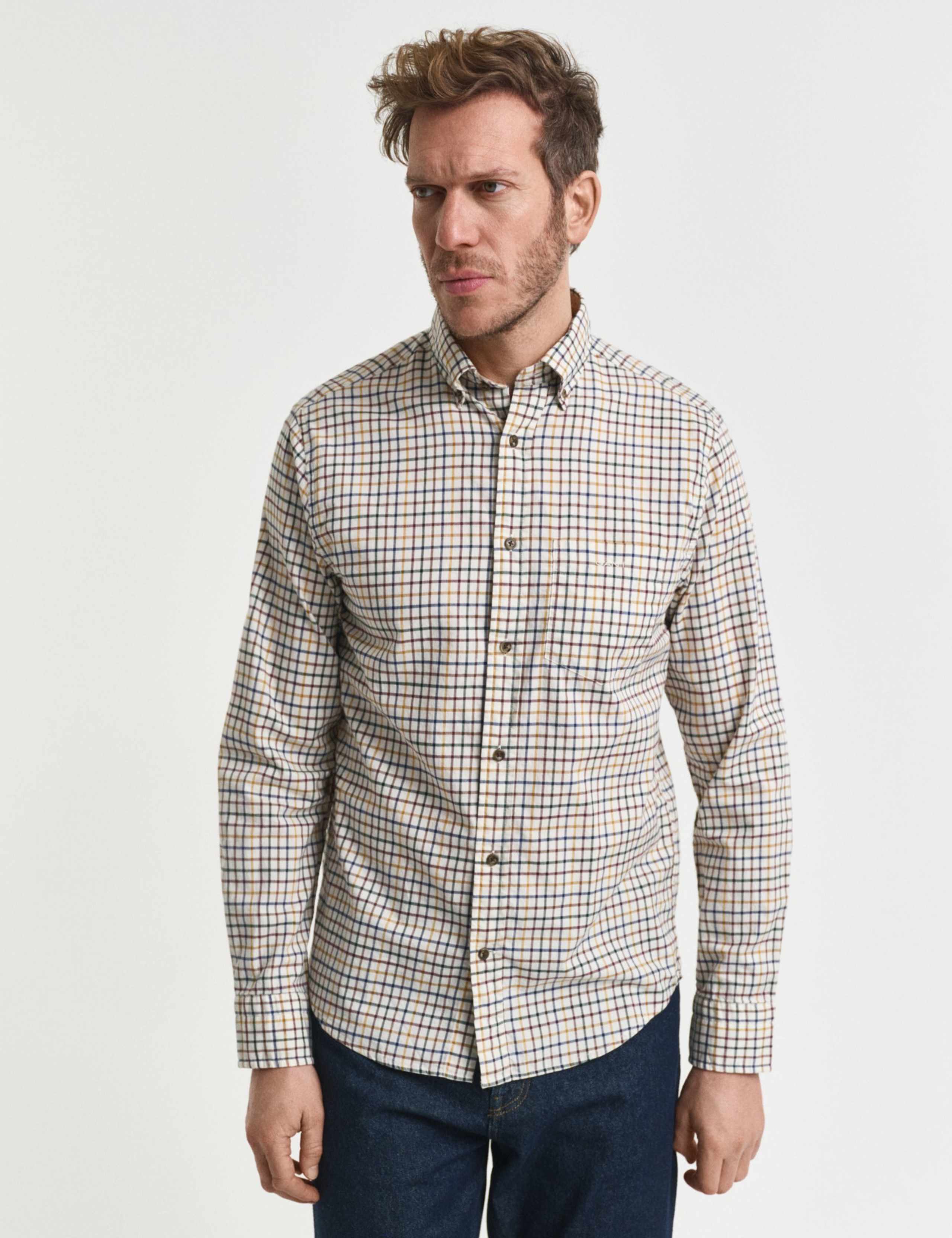 Regular Fit Pure Cotton Checked Oxford Shirt