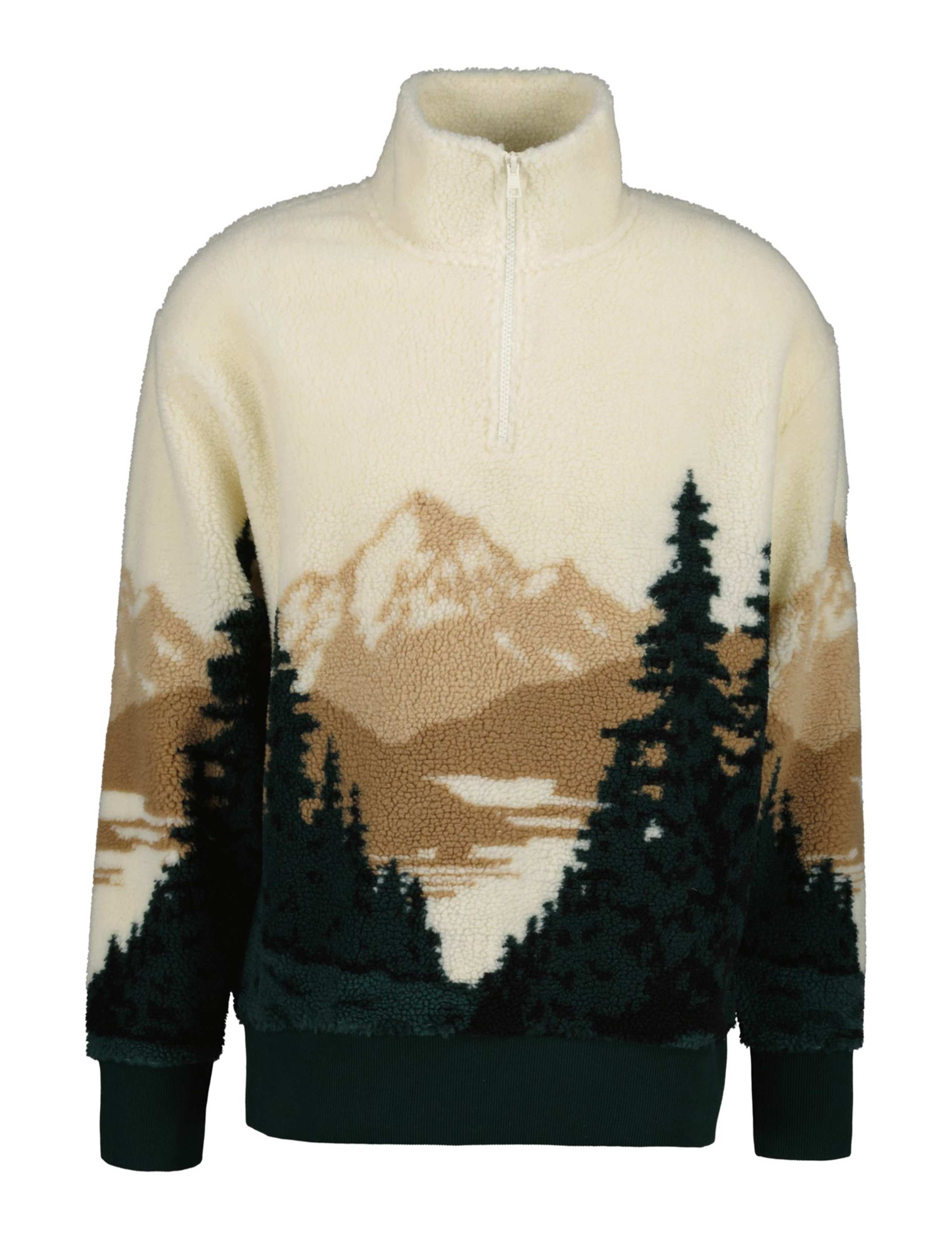 Fleece Jacquard Mountain Scene Jacket