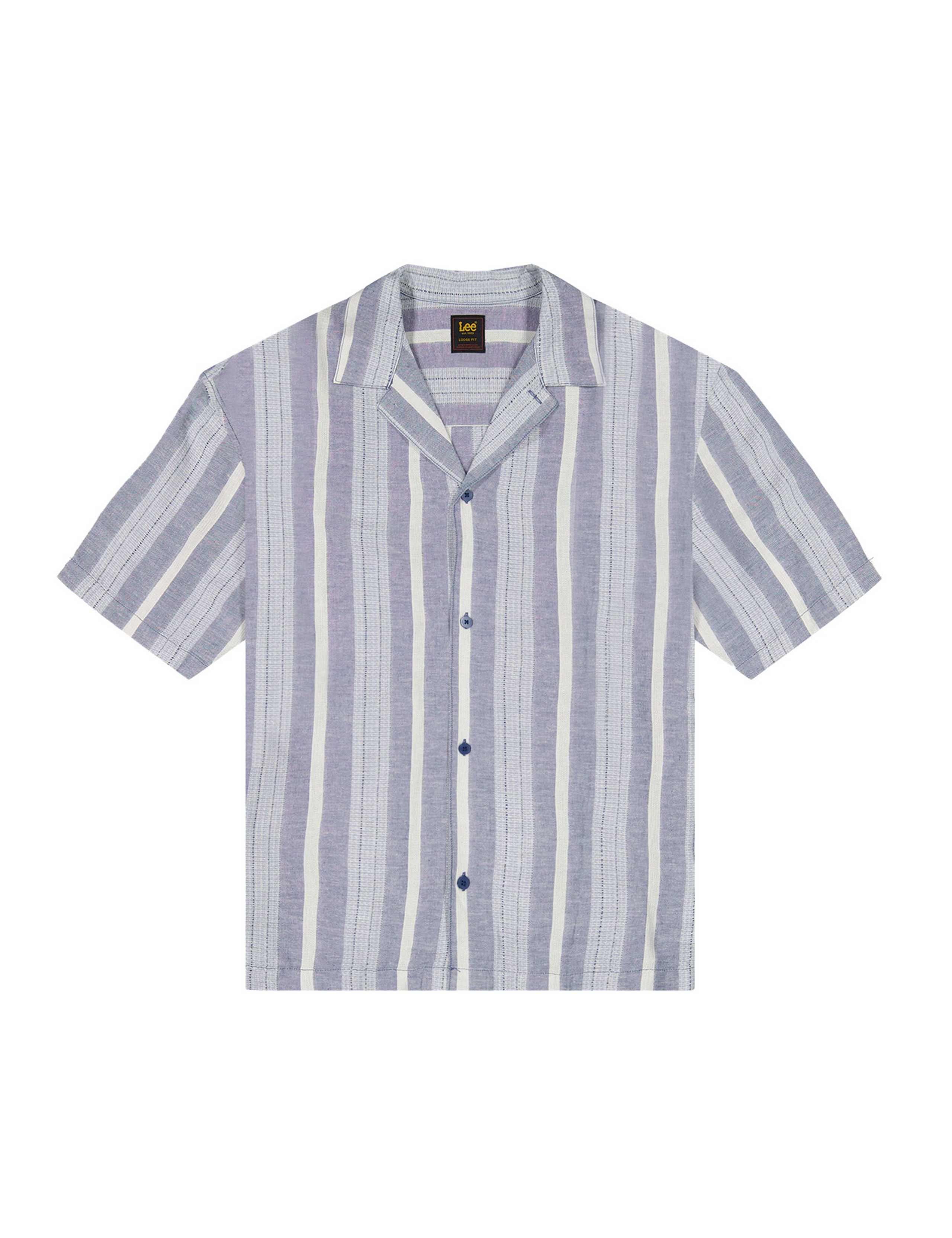 Linen Blend Striped Short Sleeve Shirt