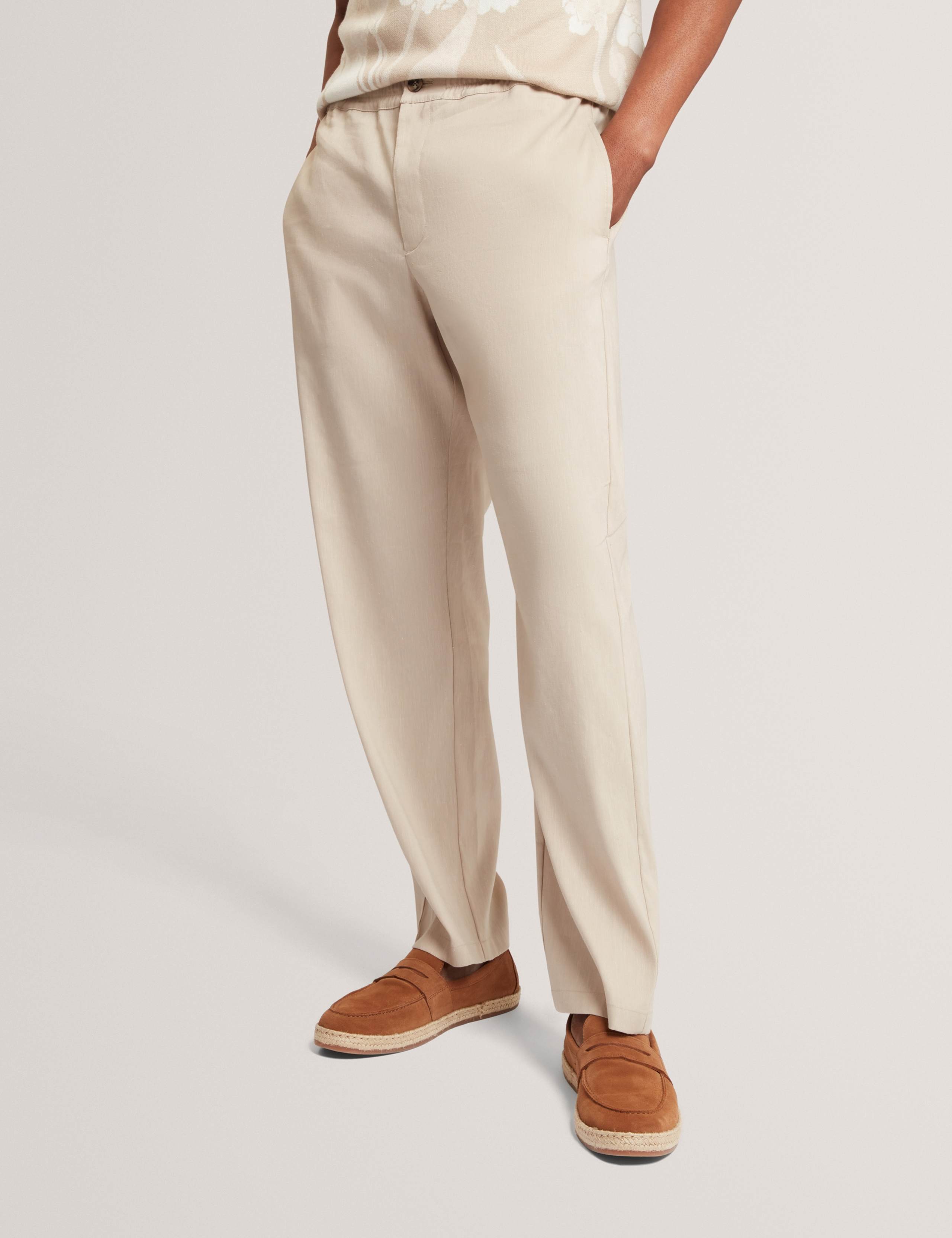 Relaxed Fit Linen Rich Elasticated Trousers