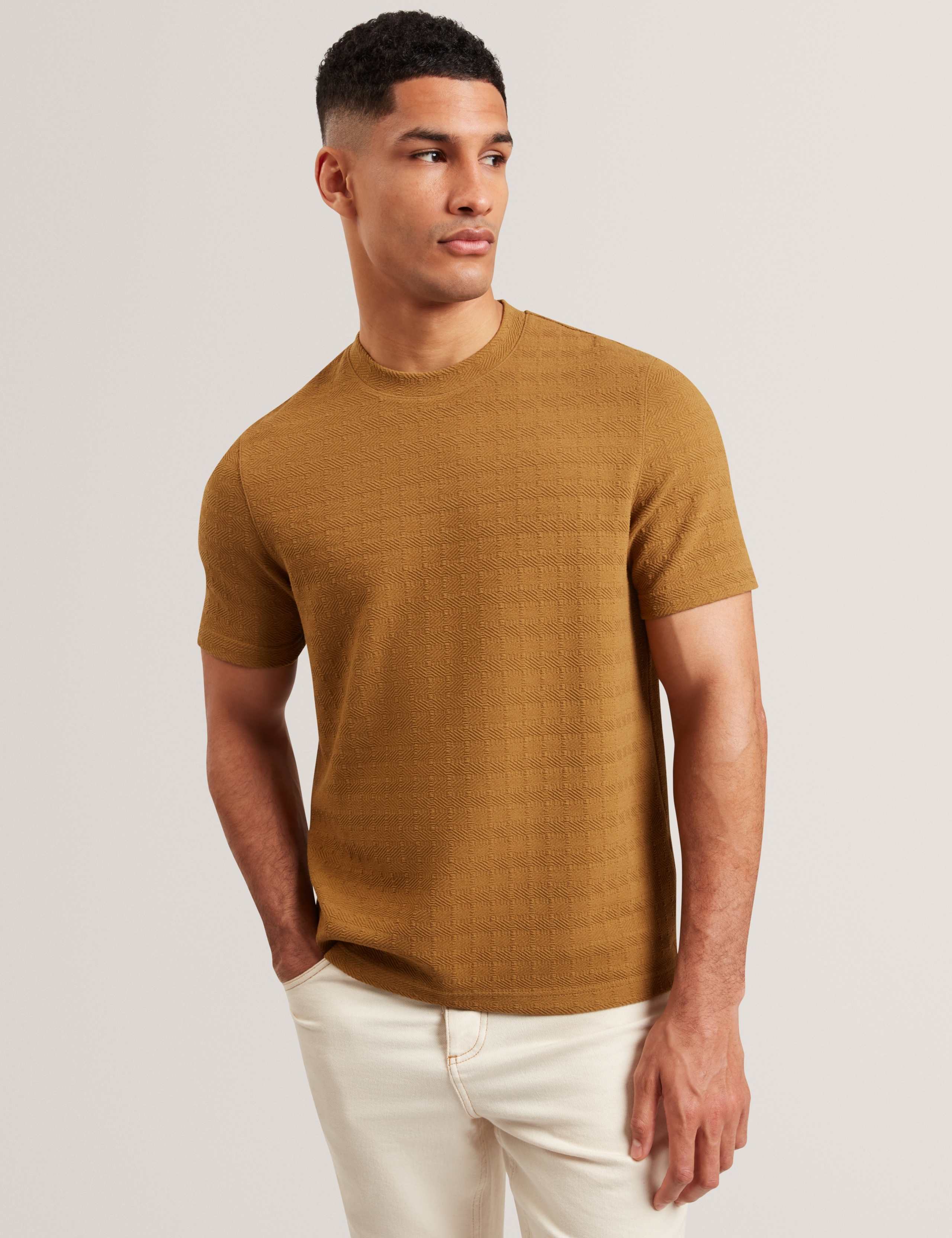 Textured Crew Neck T-Shirt