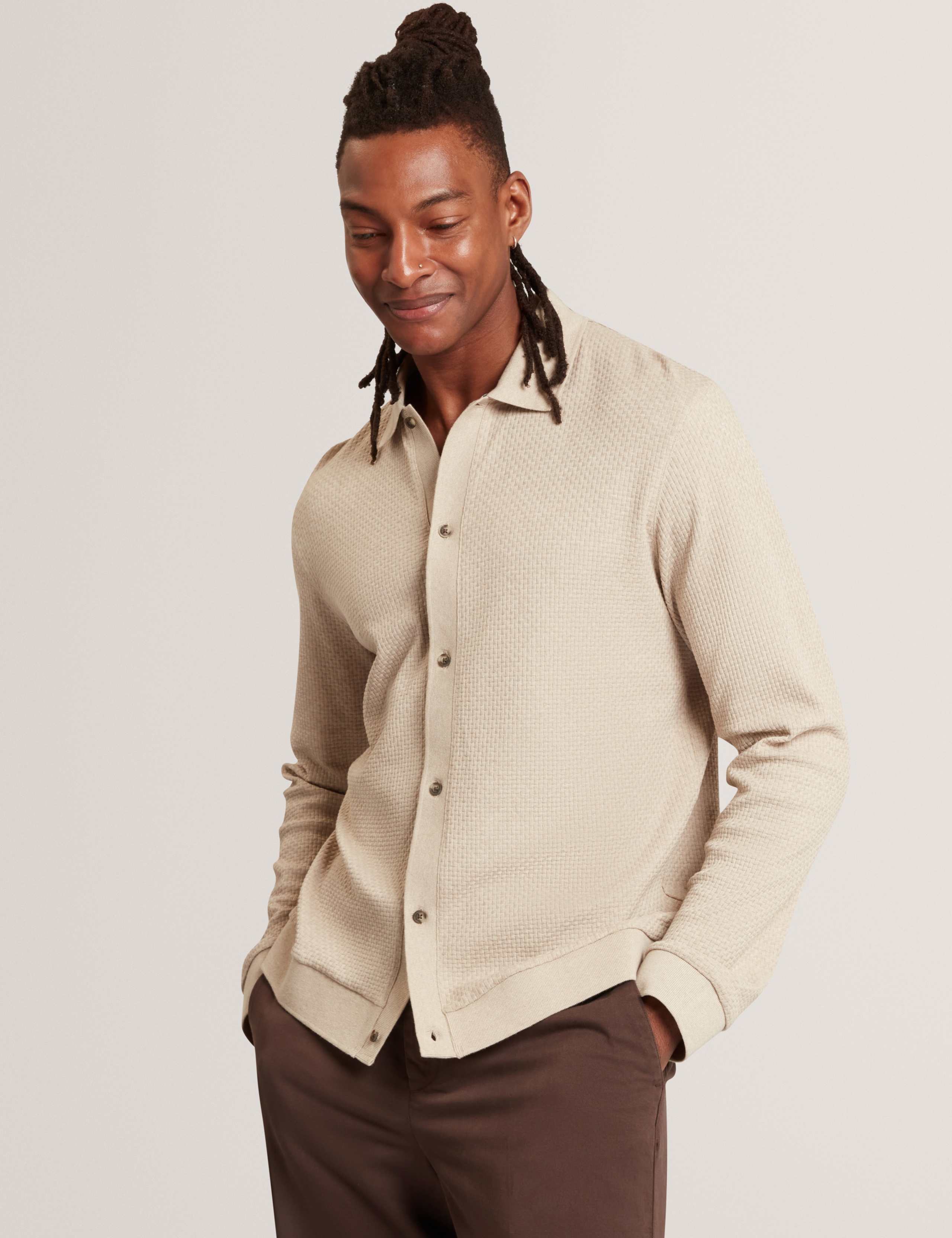 Pure Cotton Knitted Long Sleeve Polo Shirt