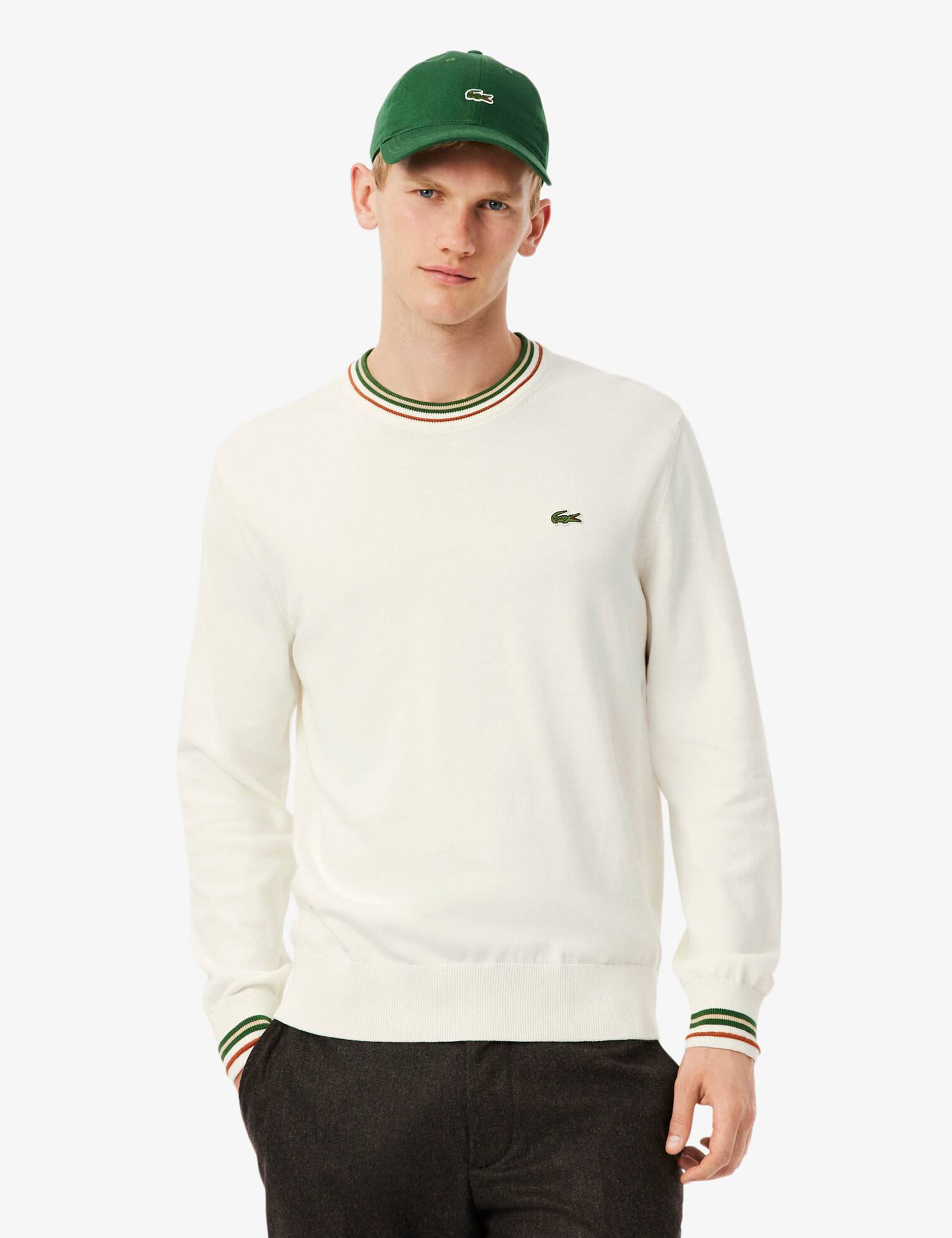 Pure Cotton Tipped Crew Neck Jumper