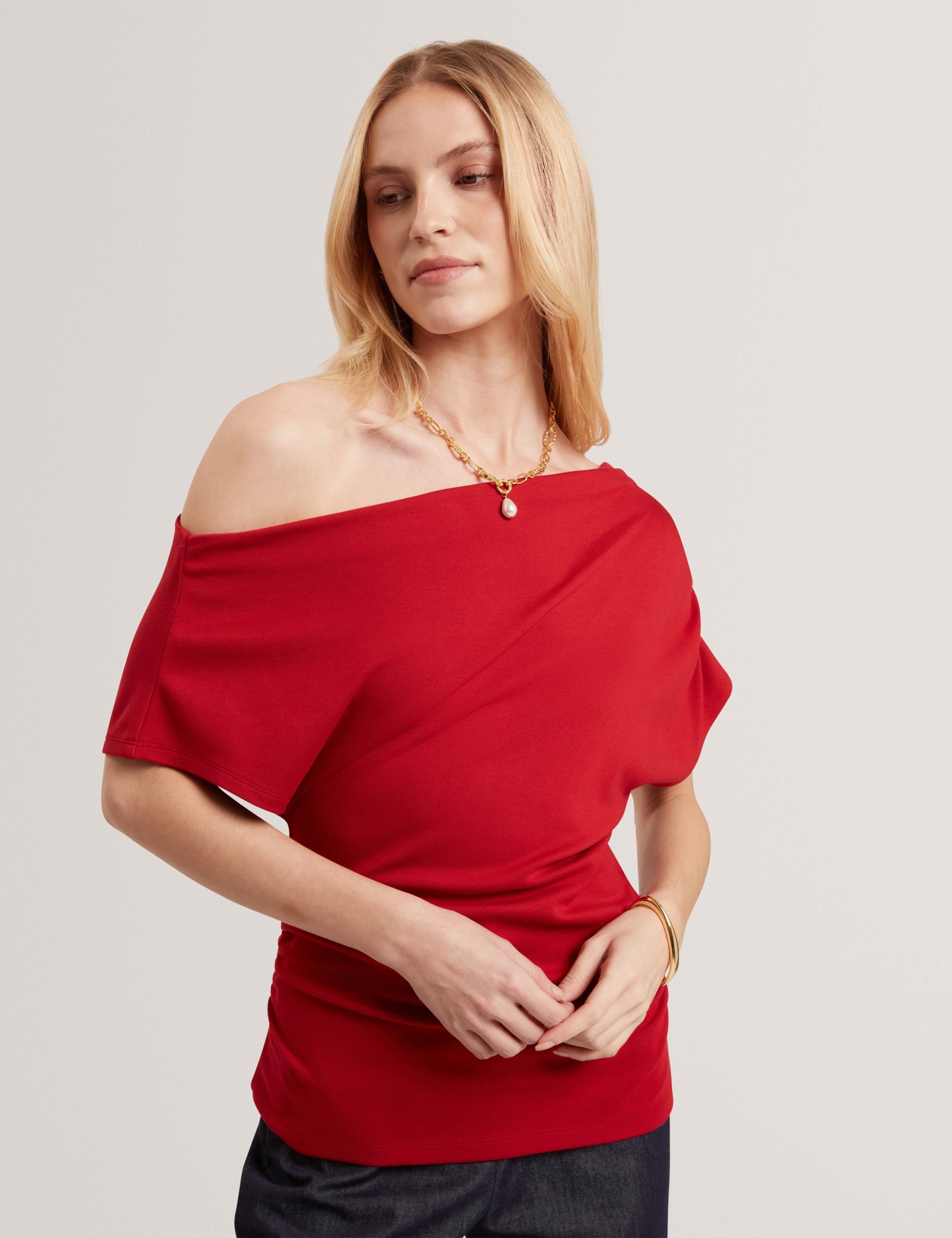 Jersey Asymmetric Neck Top