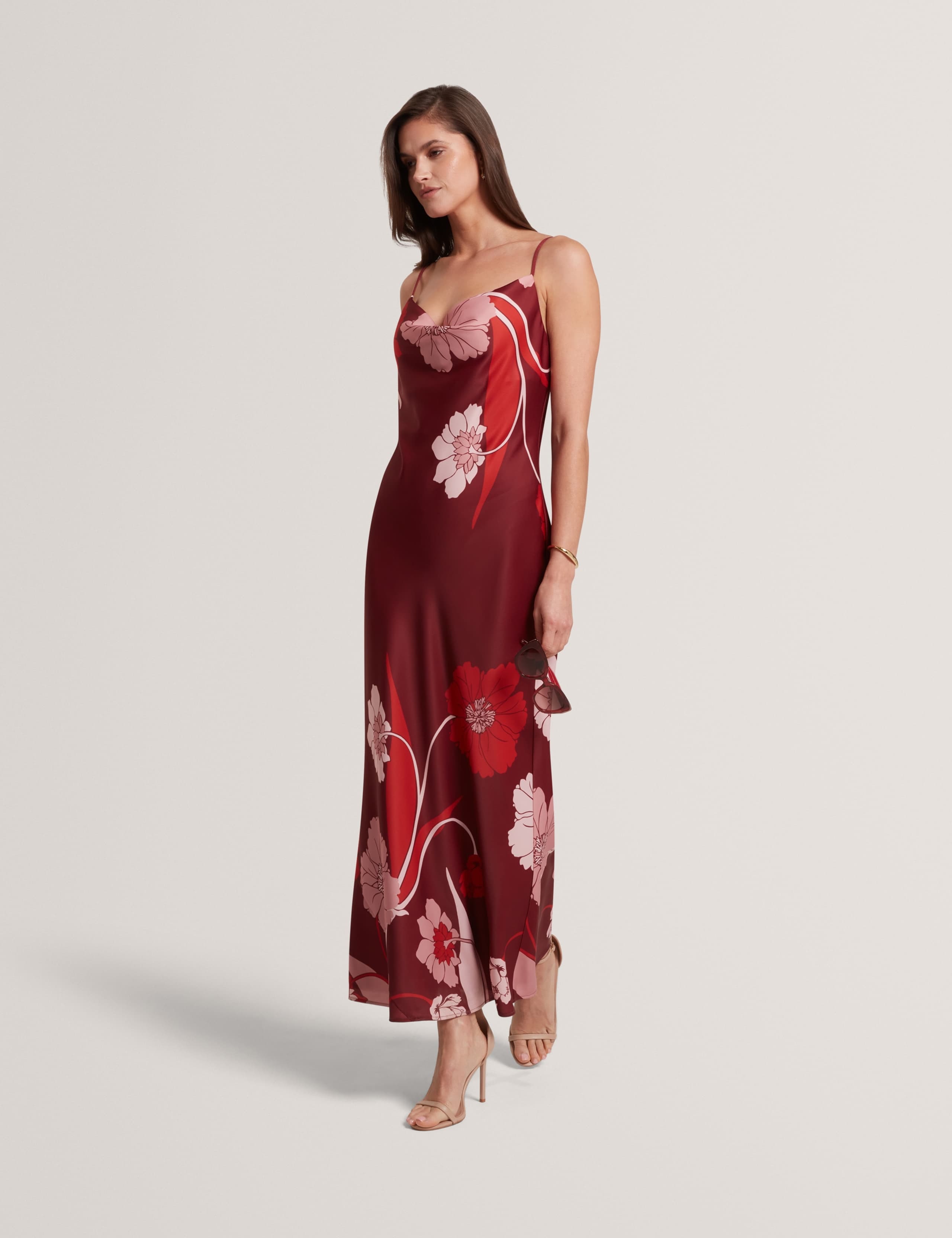 Floral Cowl Neck Maxi Slip Dress