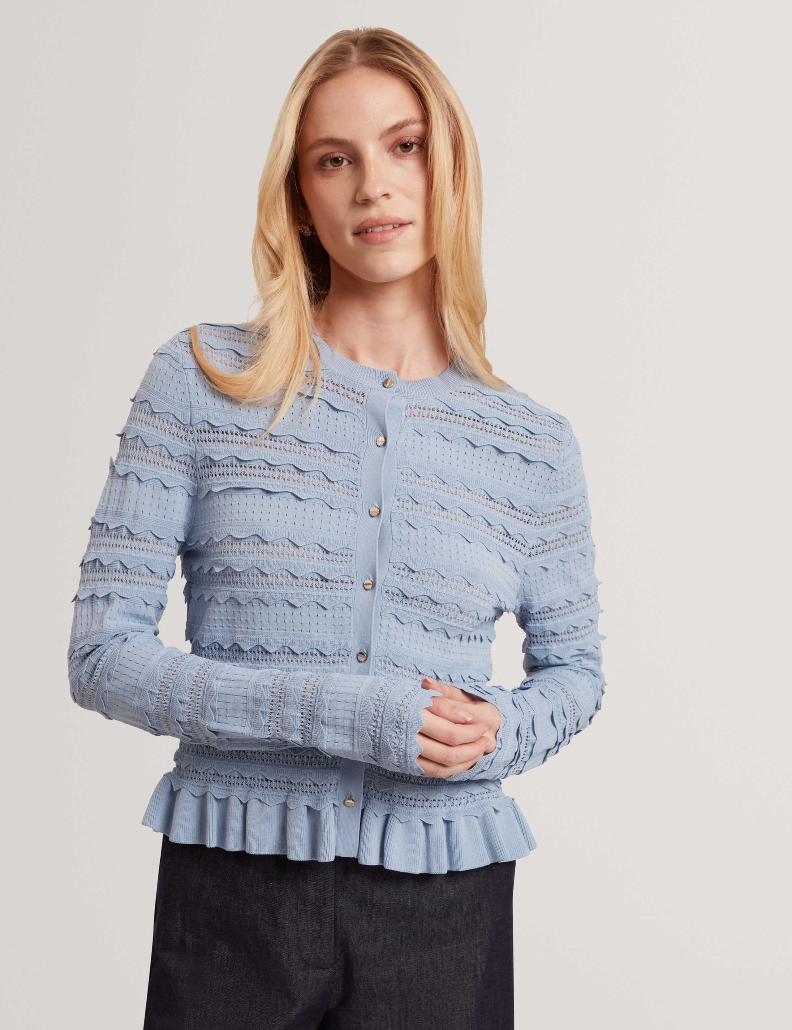 Knitted Frill Detail Cardigan