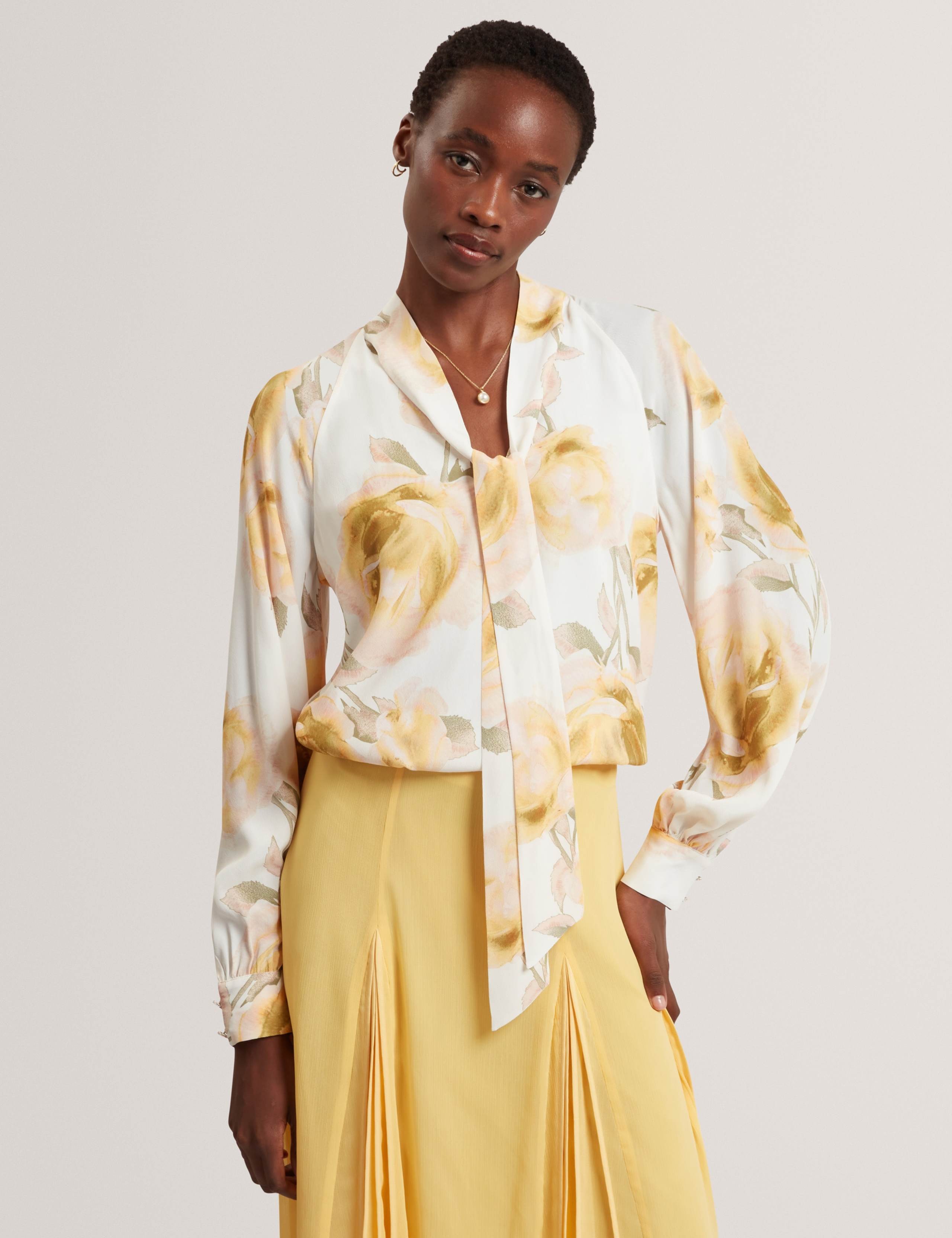 Floral Tie Neck Blouse