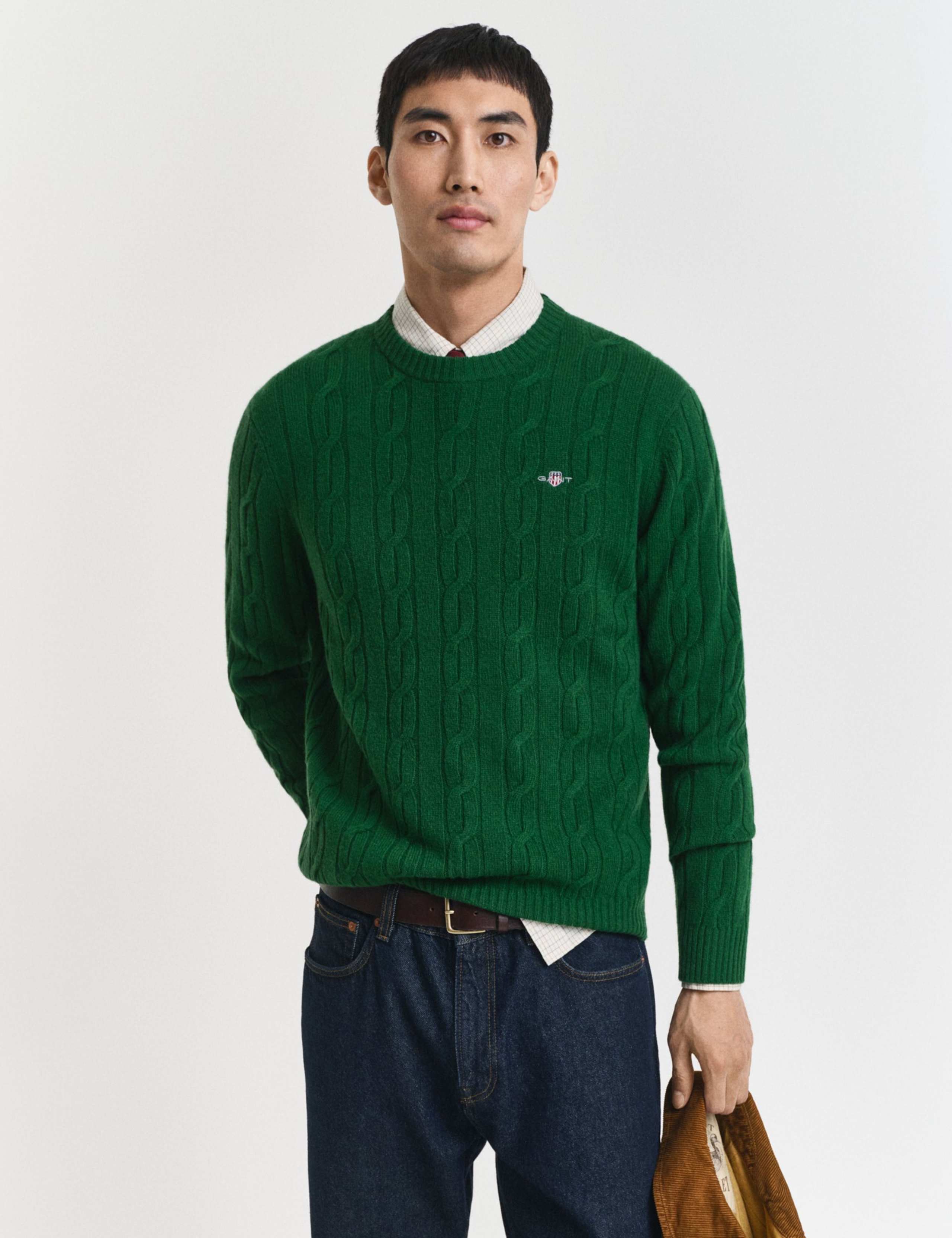 Pure Lambswool Cable Crew Neck Jumper