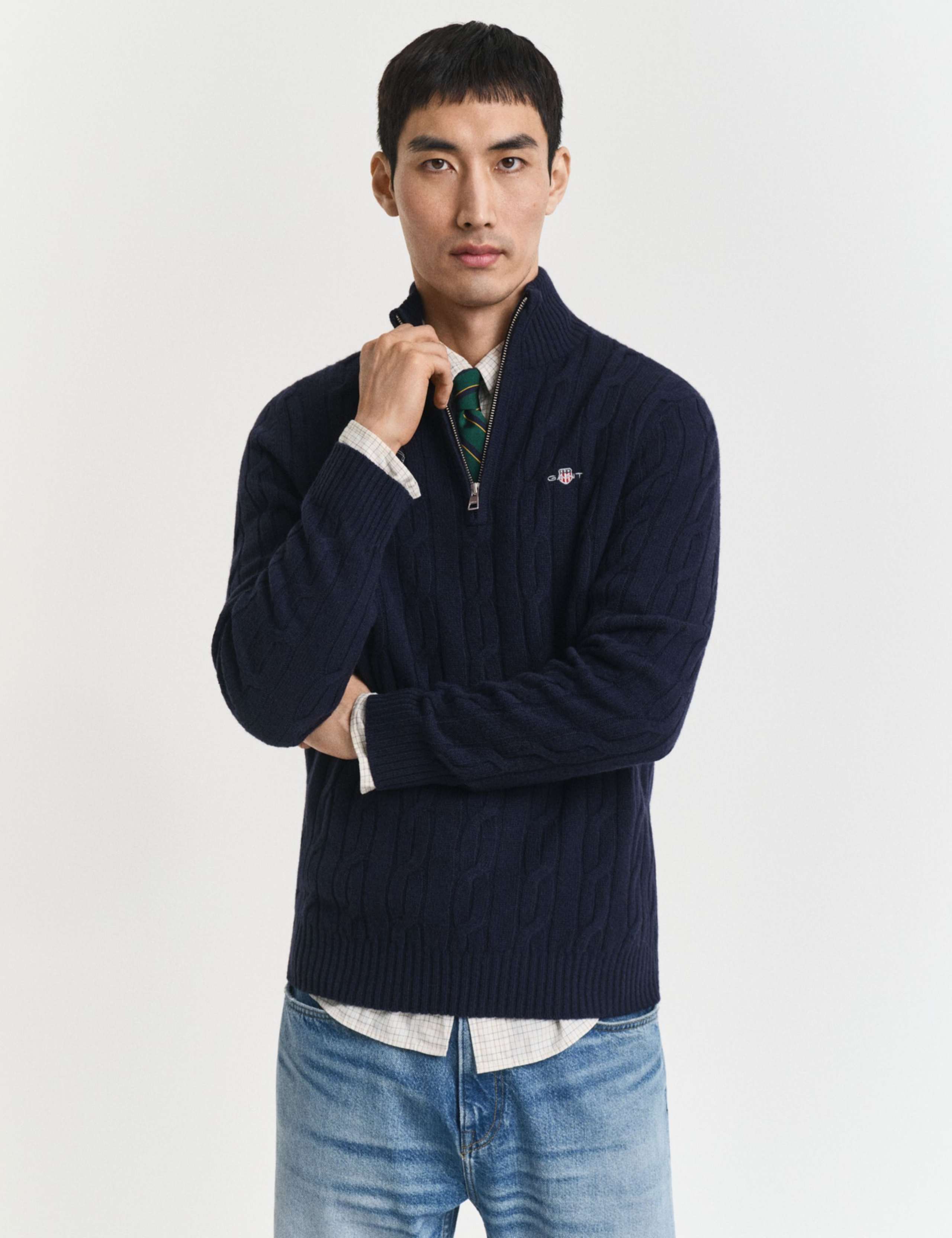 Pure Lambswool Cable Half Zip Jumper