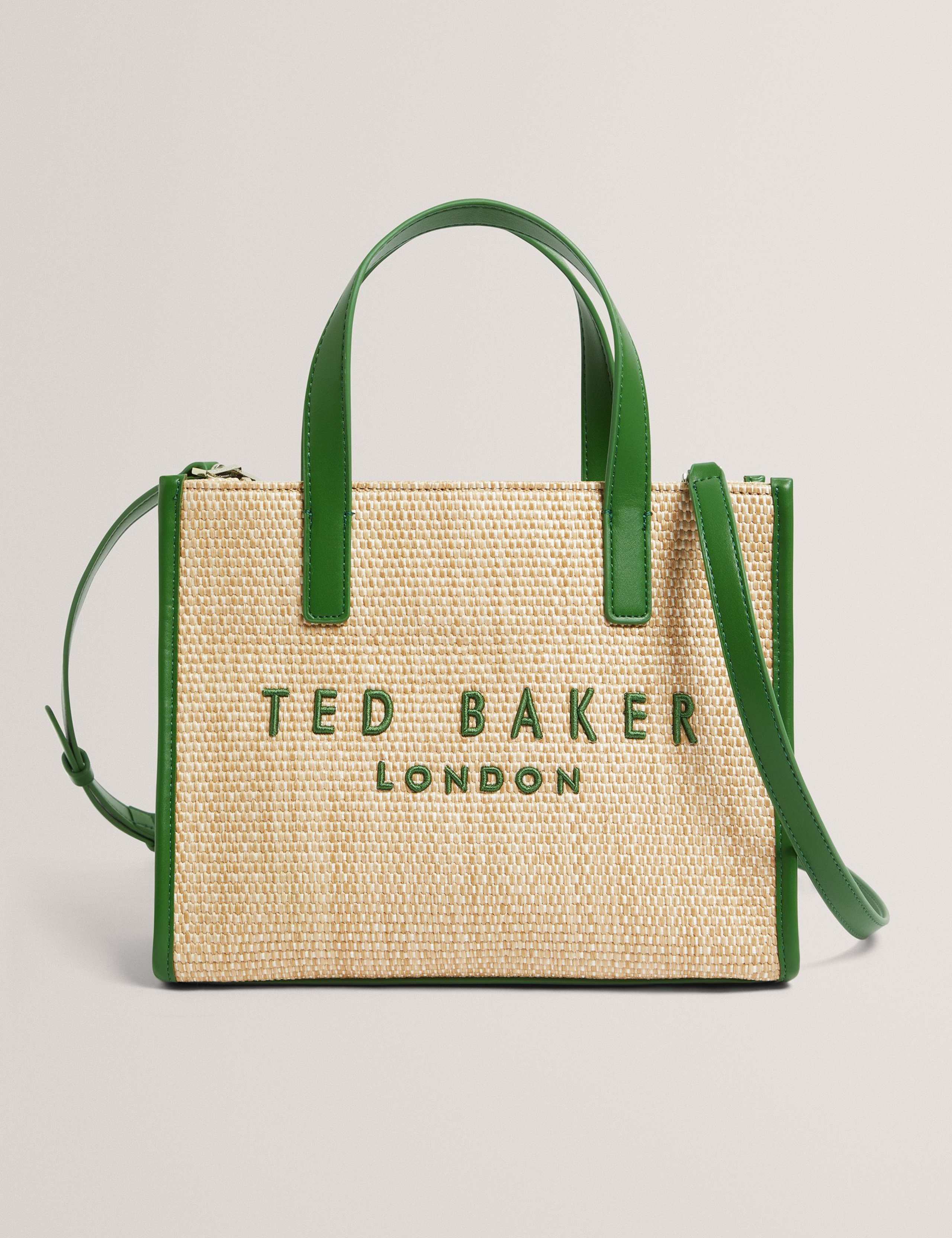 Faux Raffia Embroidered Tote Bag