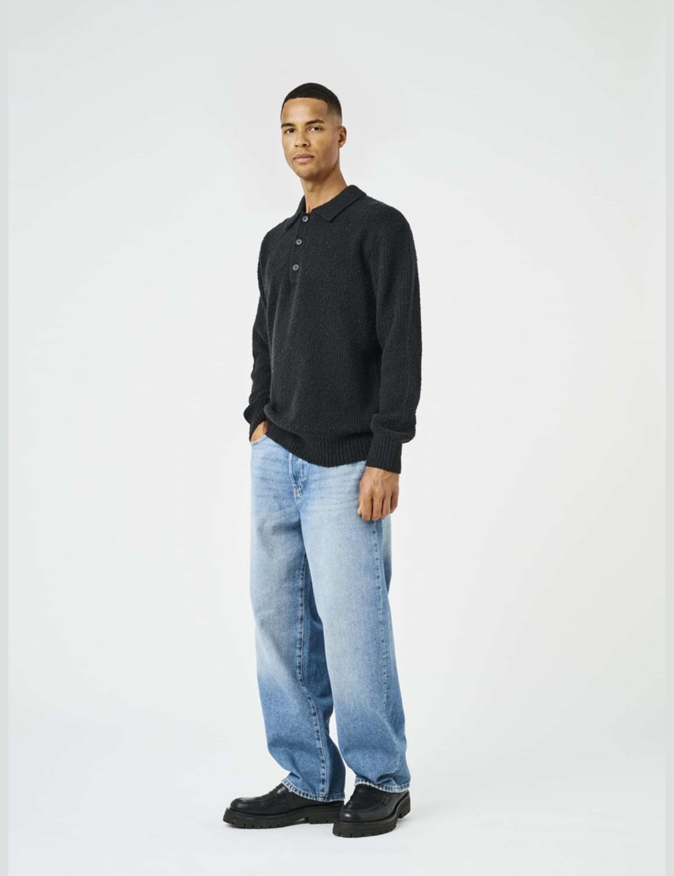 Cotton Rich Knitted Long Sleeve Polo Shirt