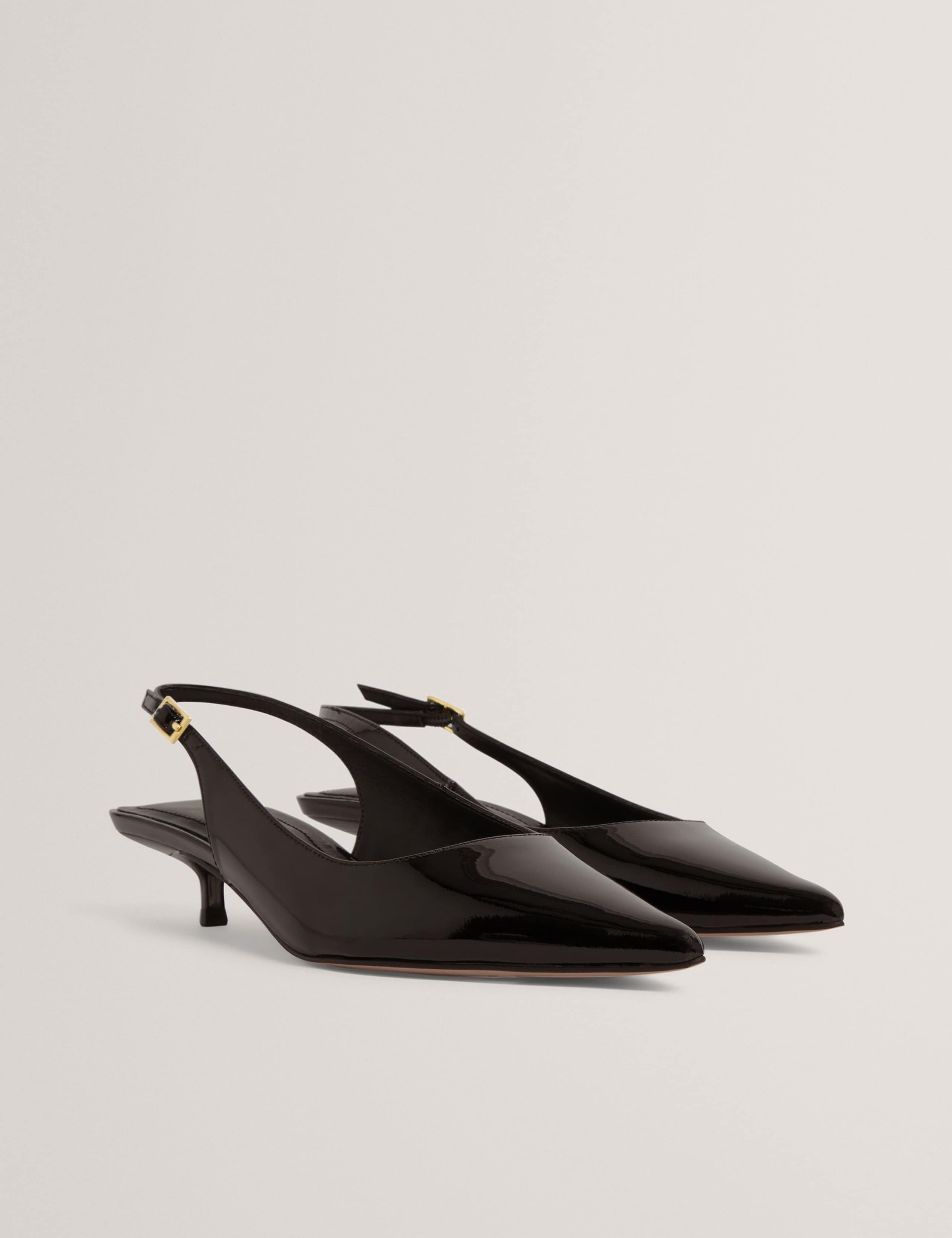 Patent Kitten Heel Slingback Shoes