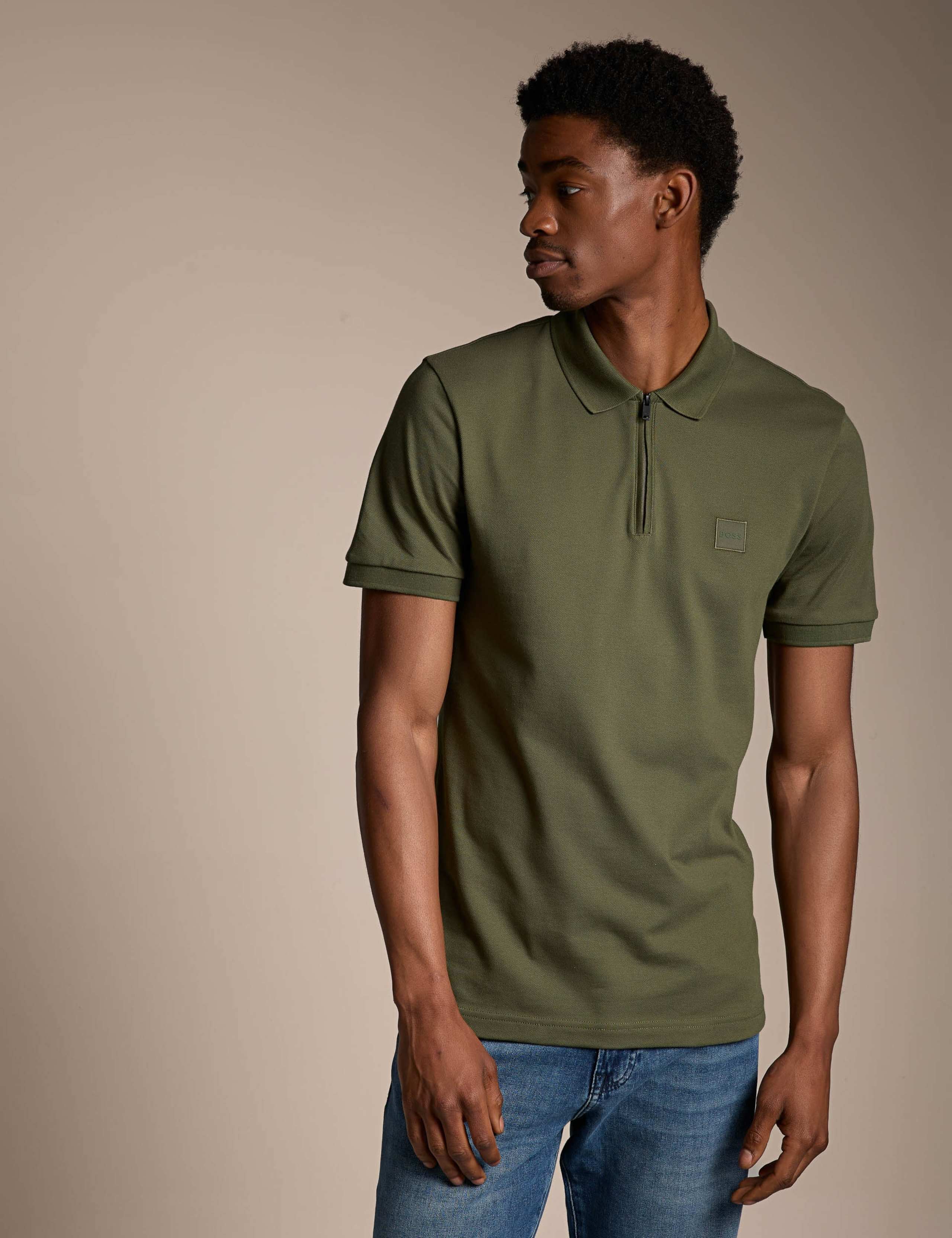 Slim Fit Cotton Rich Zip Polo Shirt