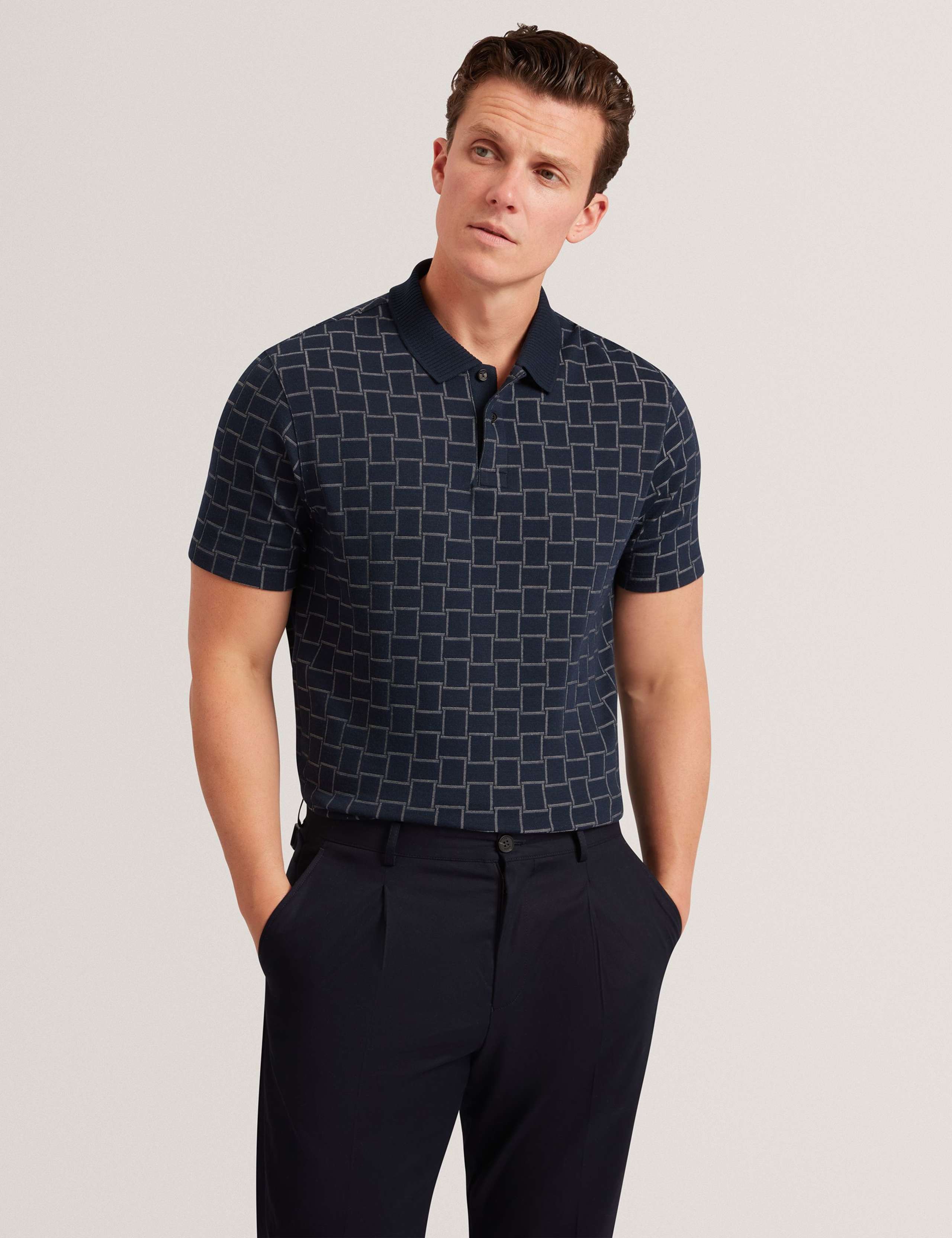 Geometric Jacquard Polo Shirt
