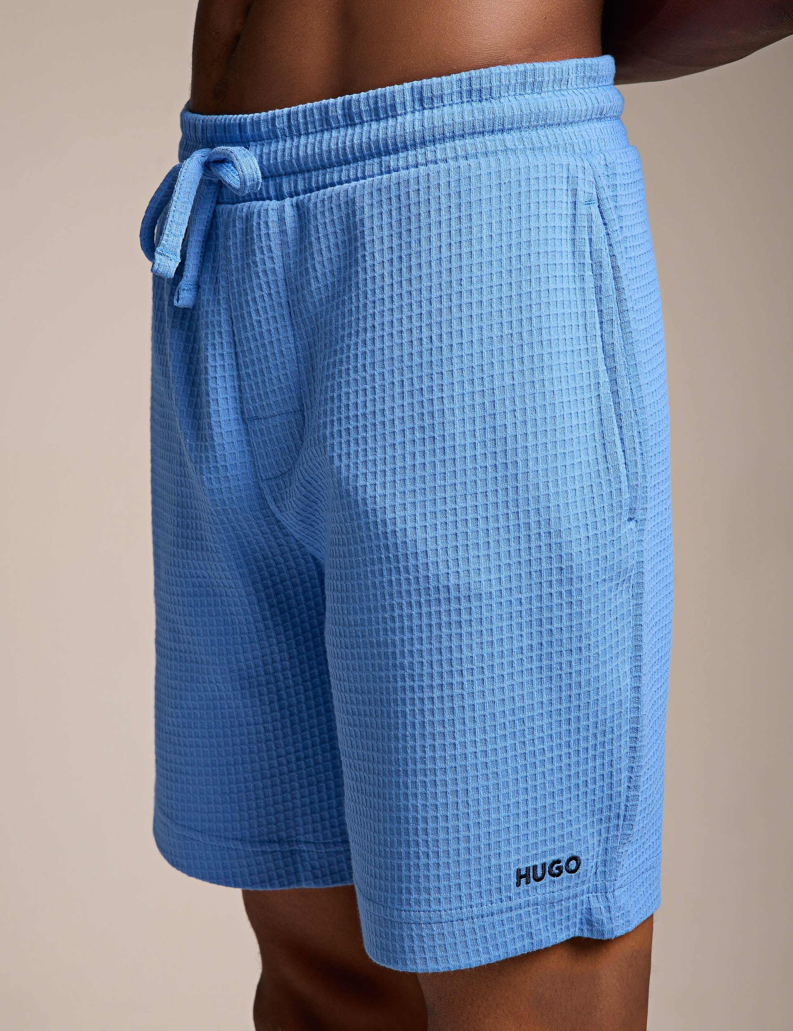 Cotton Rich Waffle Drawstring Waist Lounge Shorts