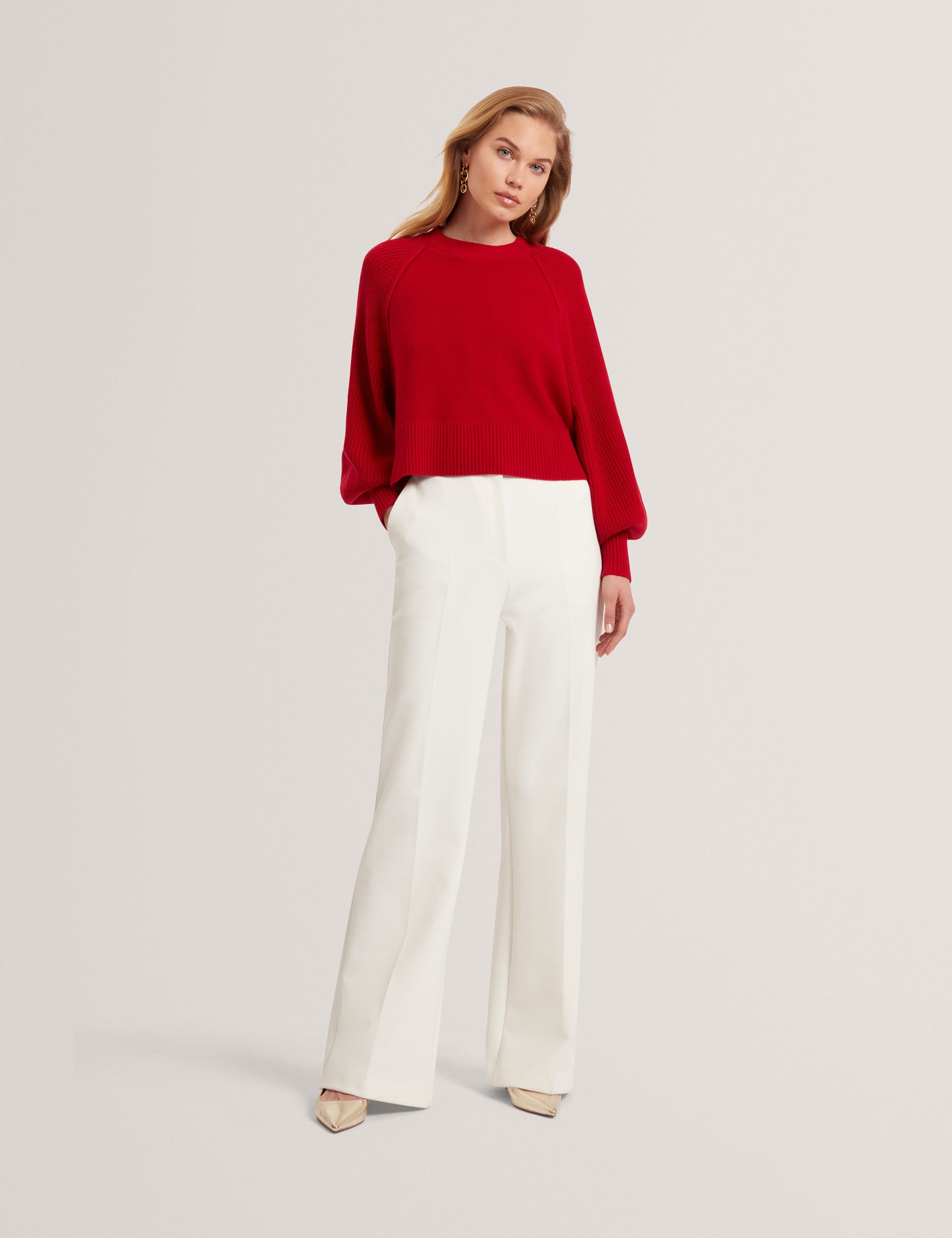 Crew Neck Jumper with Cotton and Merino Wool