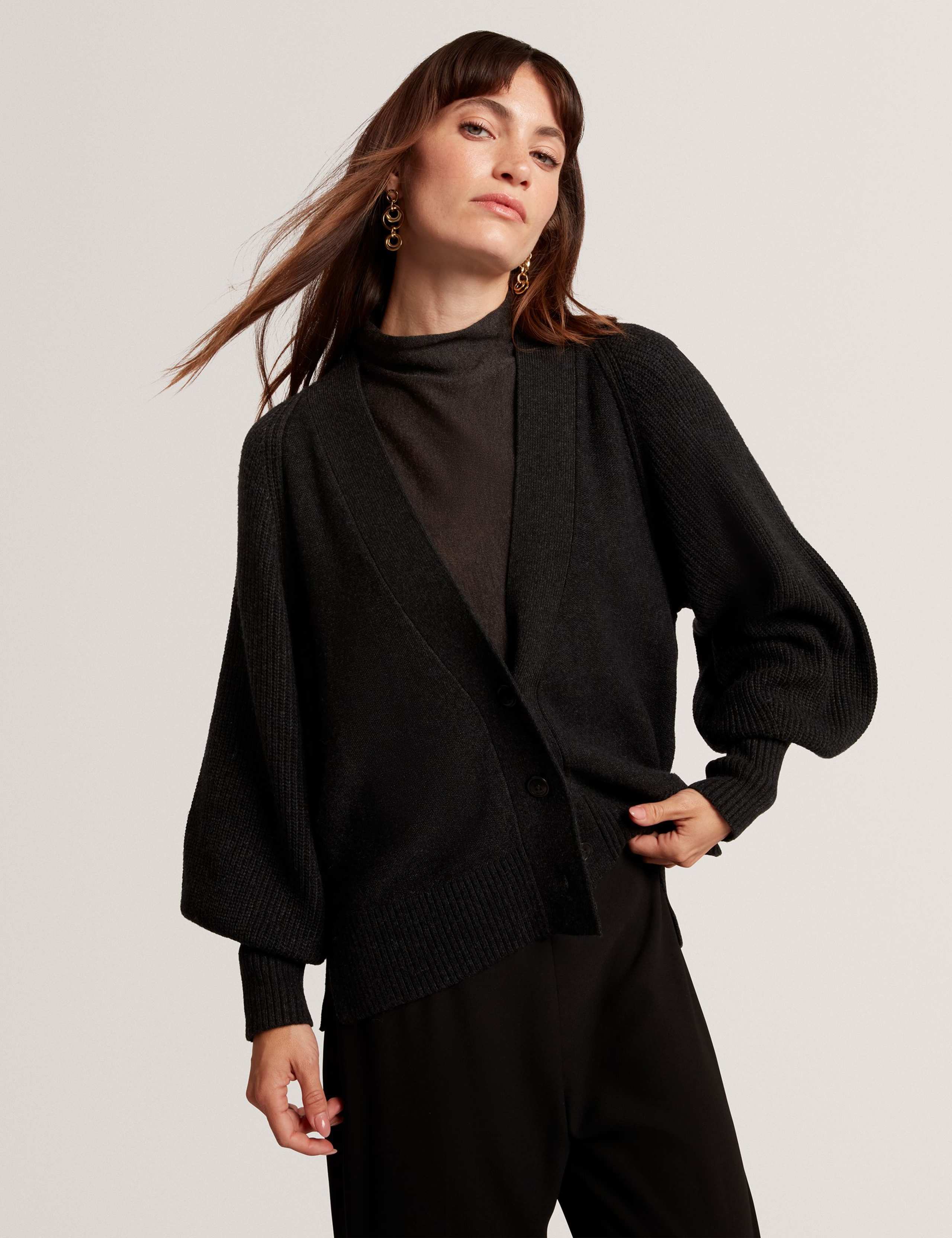 V-Neck Cardigan with Merino Wool