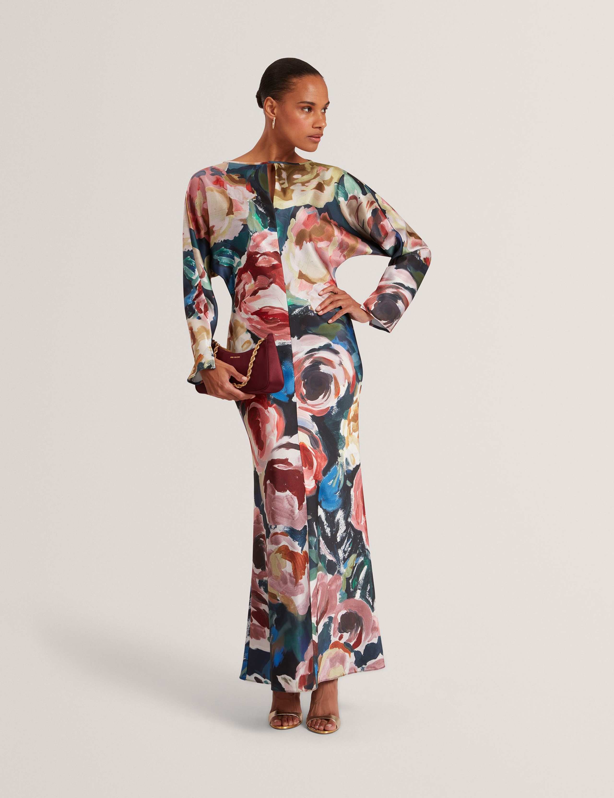 Floral Keyhole Maxi Kaftan Dress