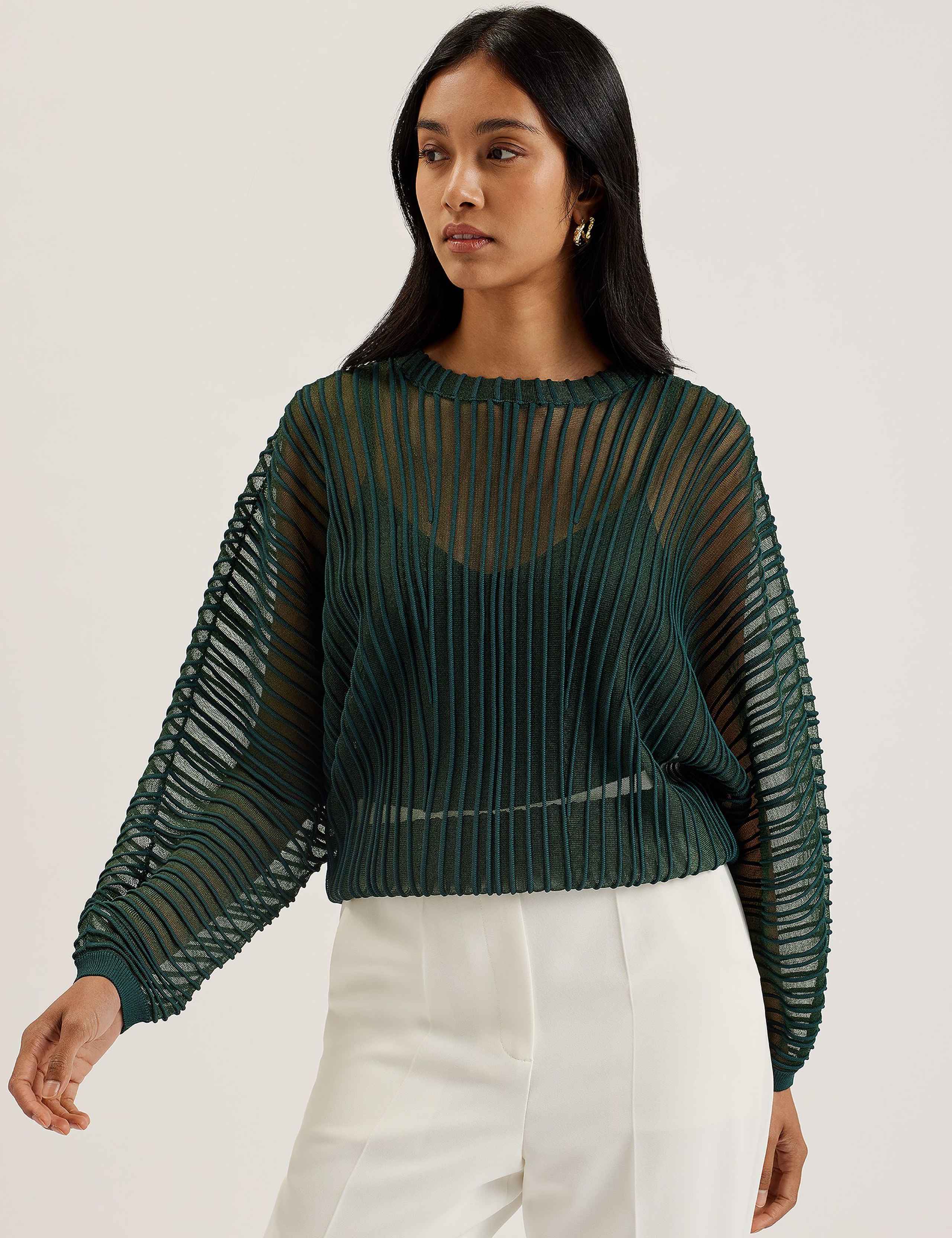 Sheer Striped Knitted Top