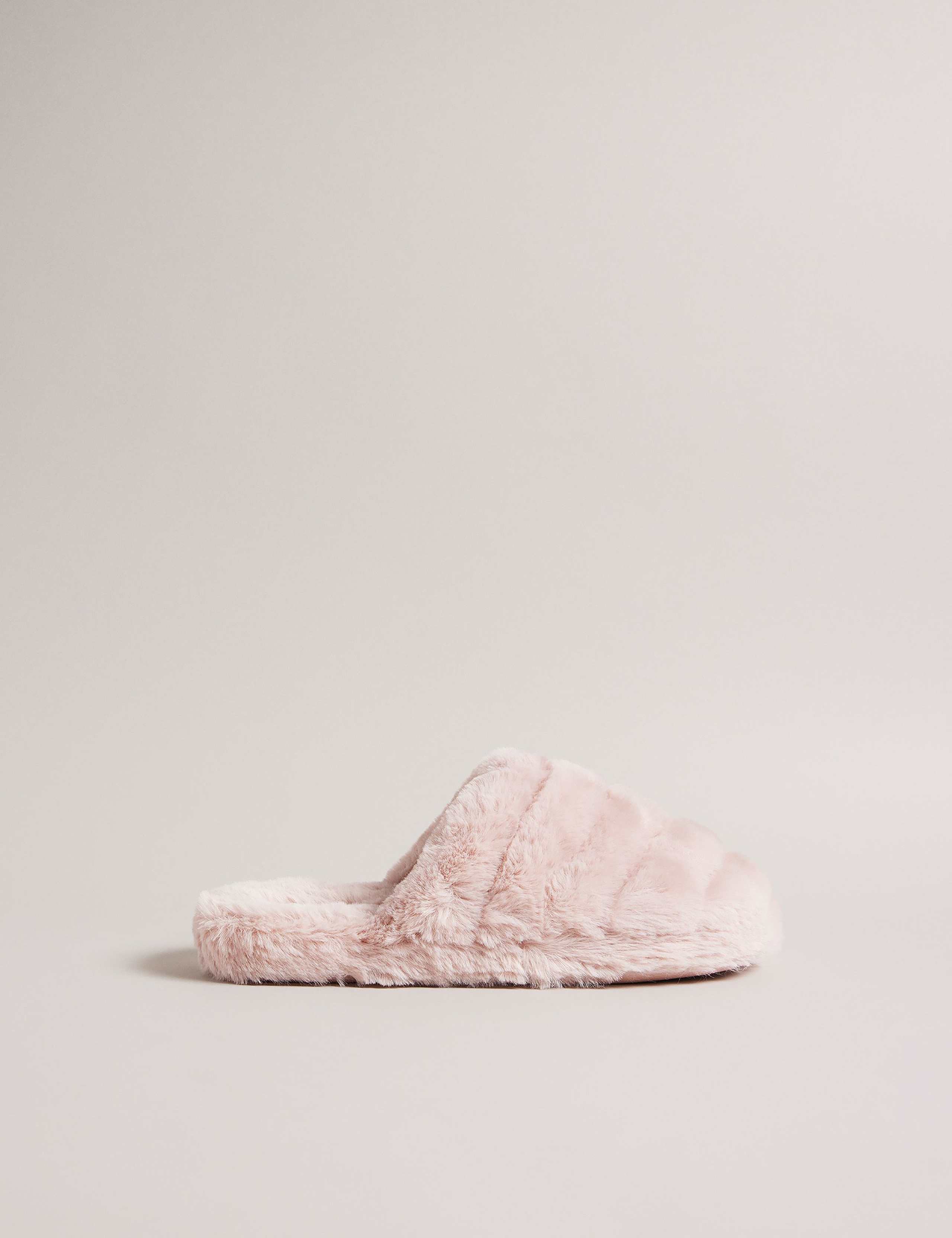 Faux Fur Round Toe Mule Slippers