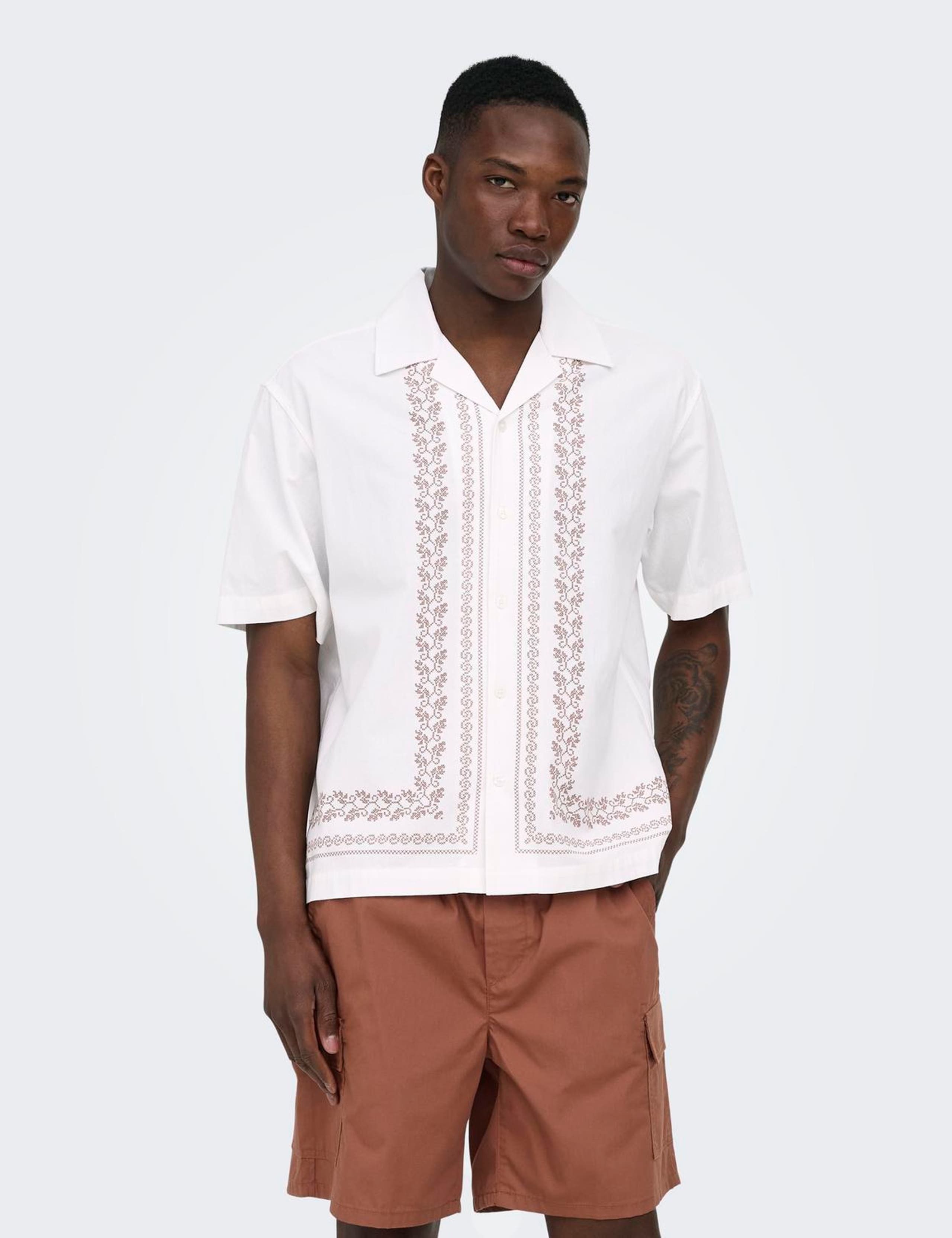 Relaxed Fit Pure Cotton Printed Short Sleeve Shirt