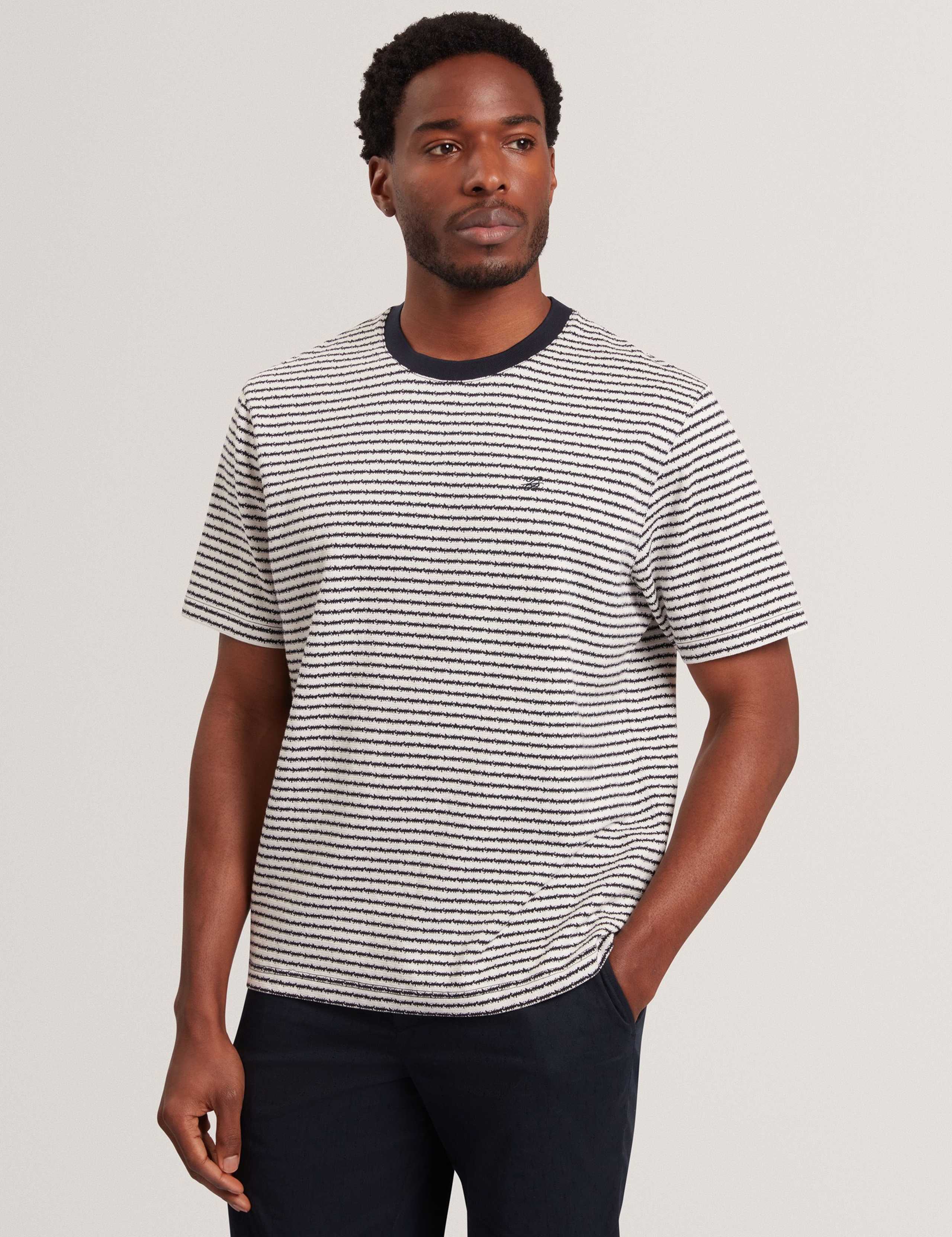 Pure Cotton Striped Crew Neck T-Shirt