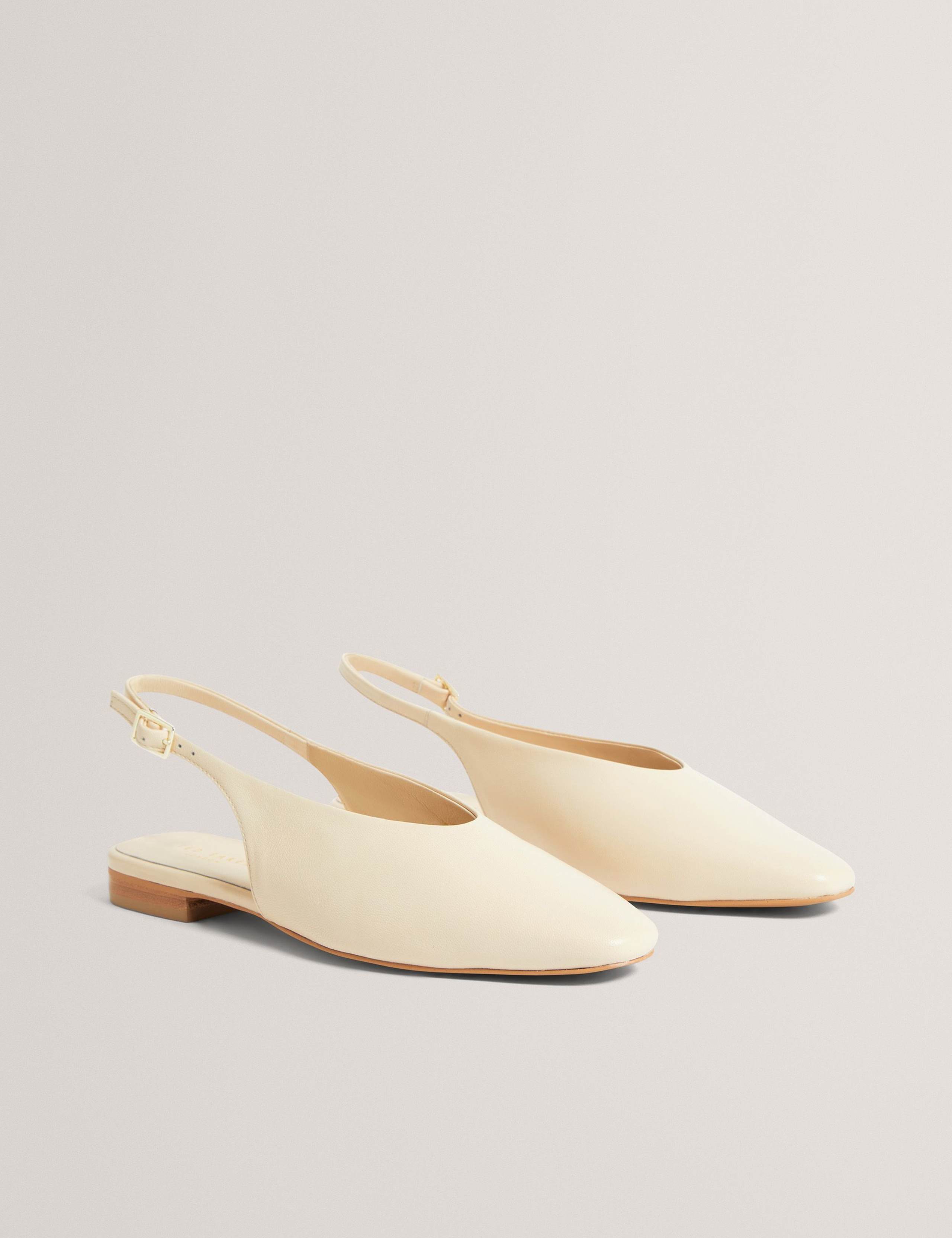 Leather Flat Chisel Toe Slingback Shoes