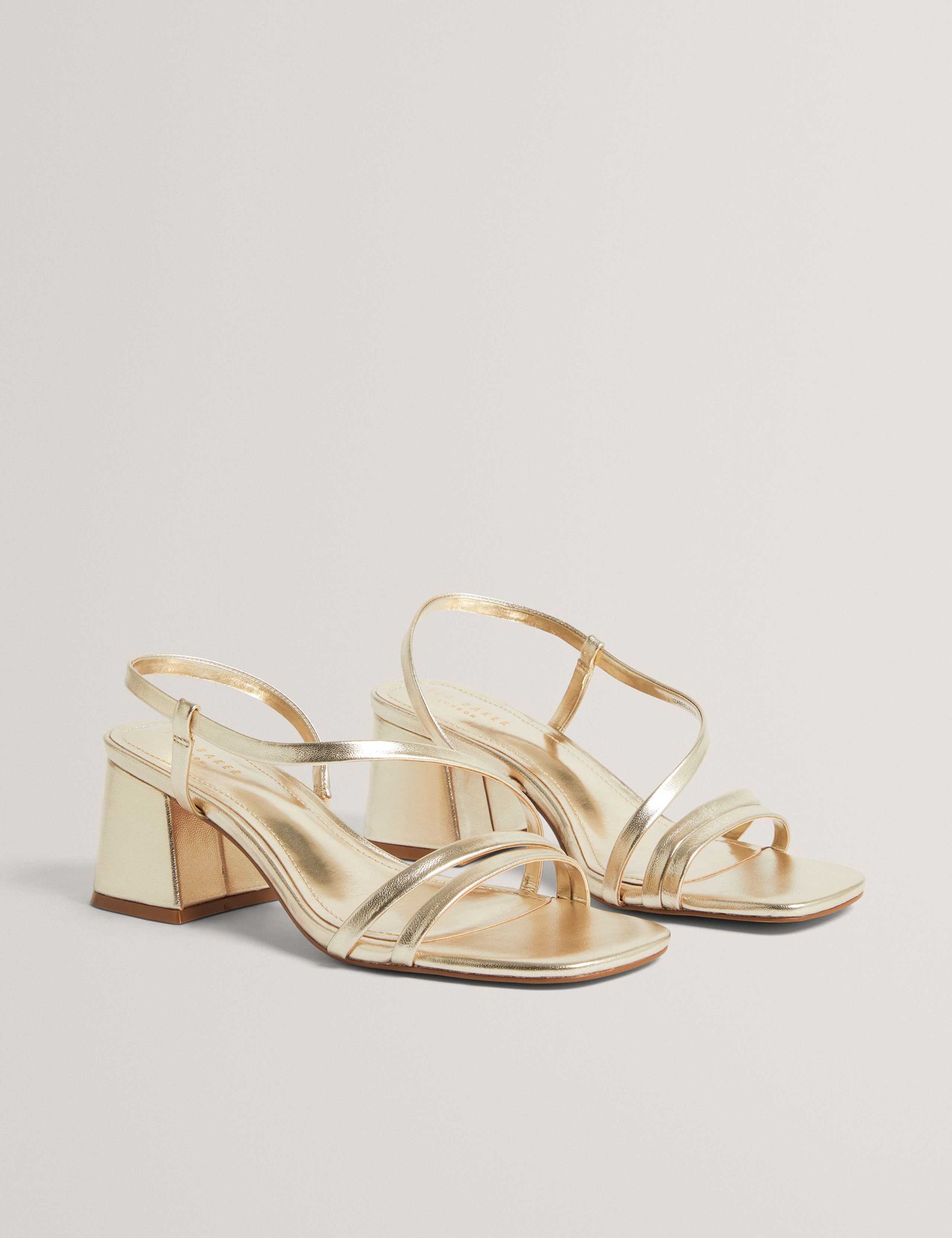 Leather Strappy Block Heel Sandals