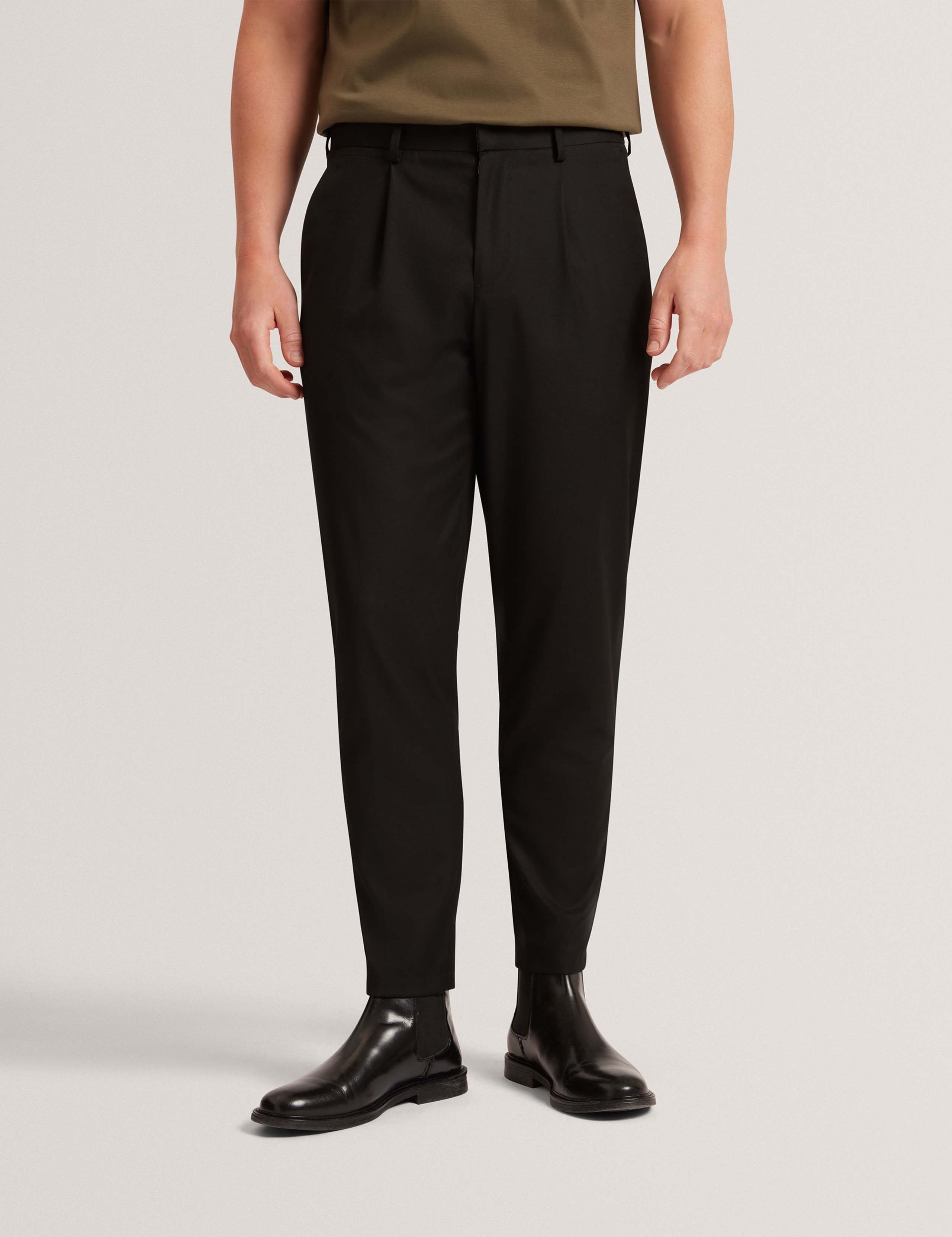 Tapered Fit Single Pleat Trousers