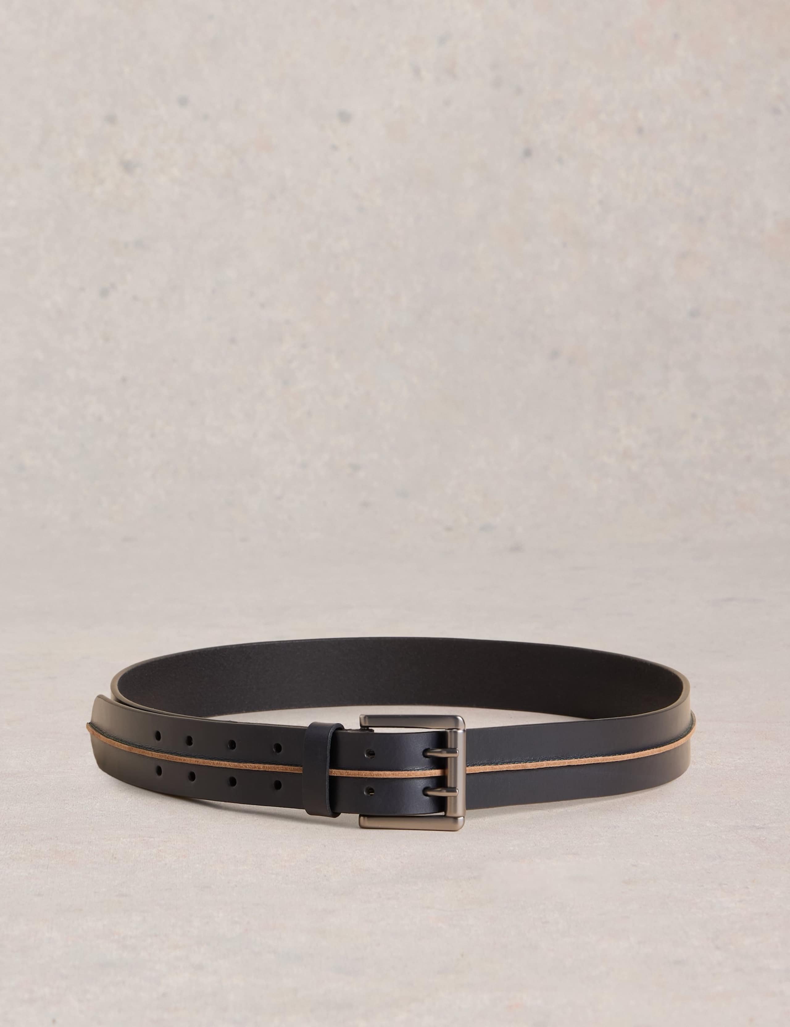 Leather Raw Seam Detail Belt