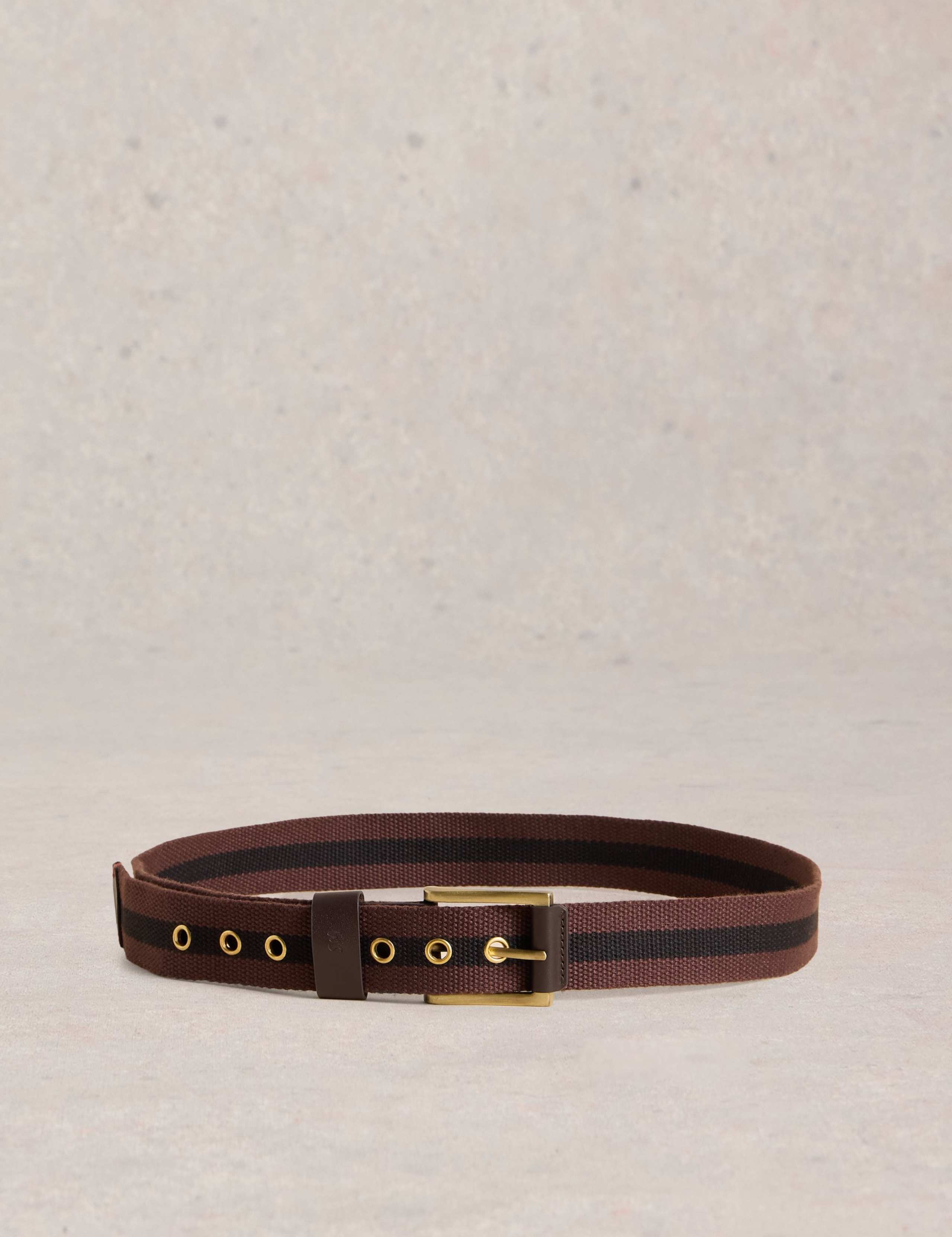 Webbing Stripe Rectangular Buckle Belt